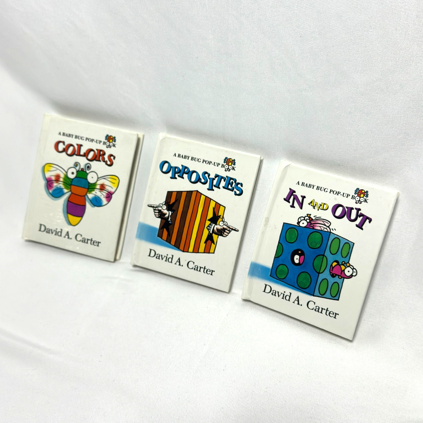 RARE 3 Pop-Up Books DAVID A CARTER 1993 Colors Opposites In and Out Mini SIGNED!