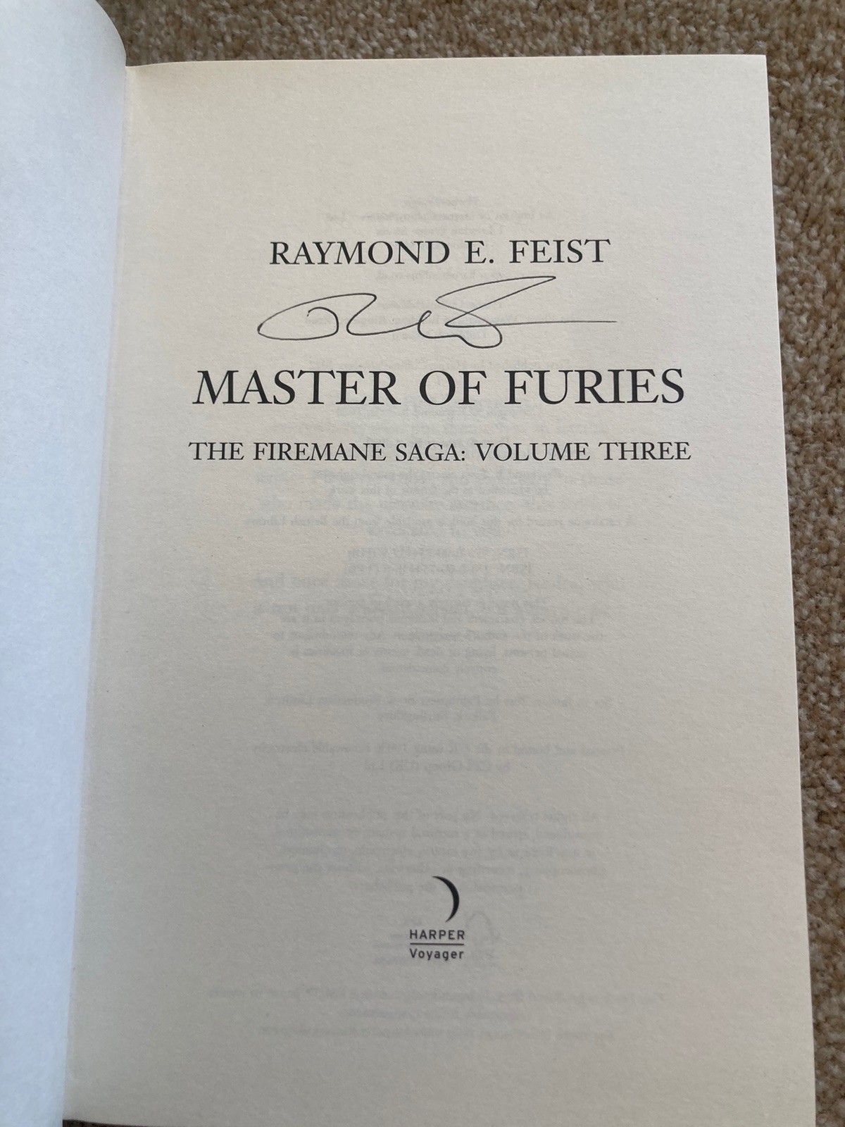 Master of Furies – Raymond Feist 1st Edition /Print Hardcover 2022 SIGNED!! 🔥