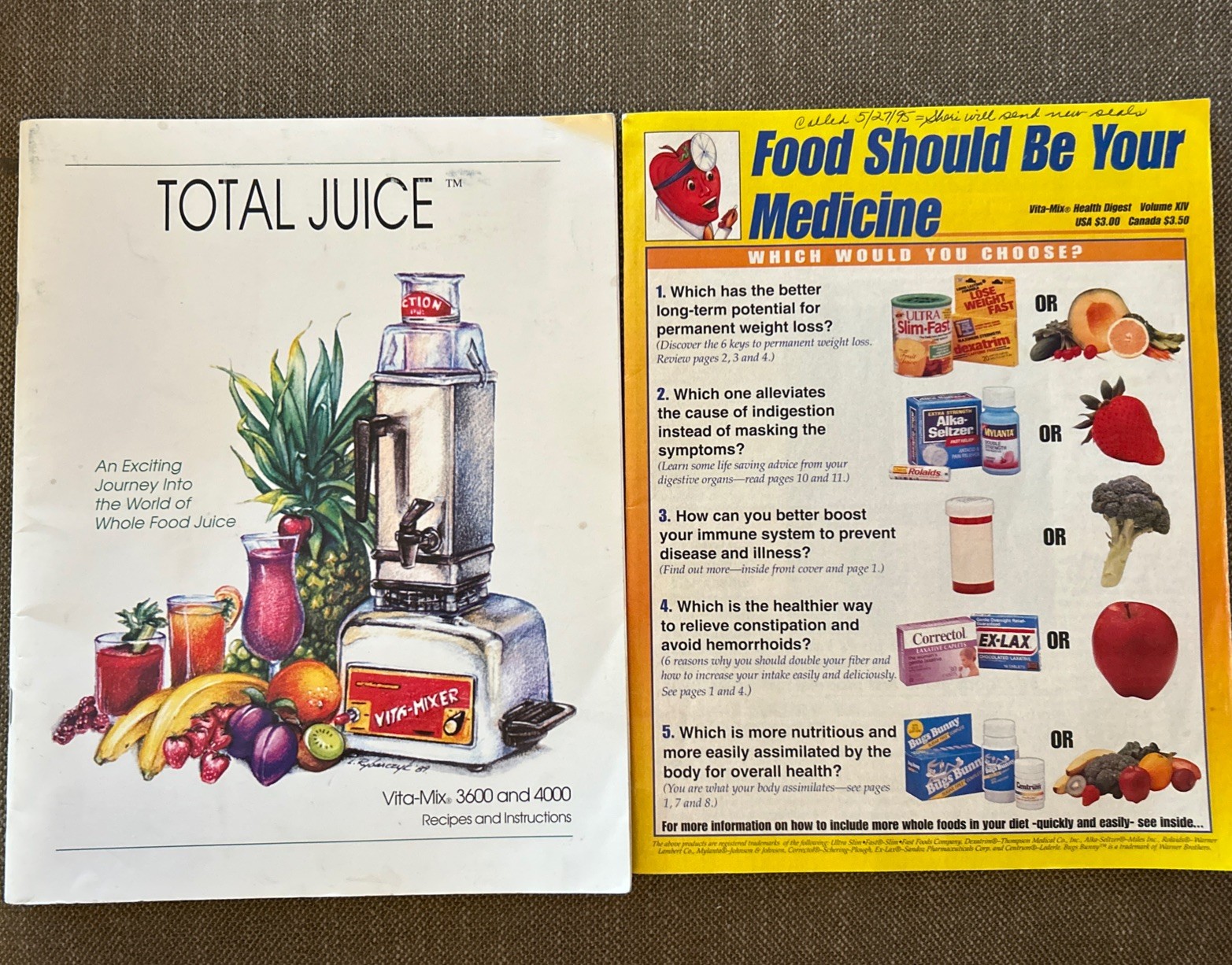 RECIPES & INSTRUCTIONS FOR VITA MIX 3600 & 4000 MODEL Book + Health Digest