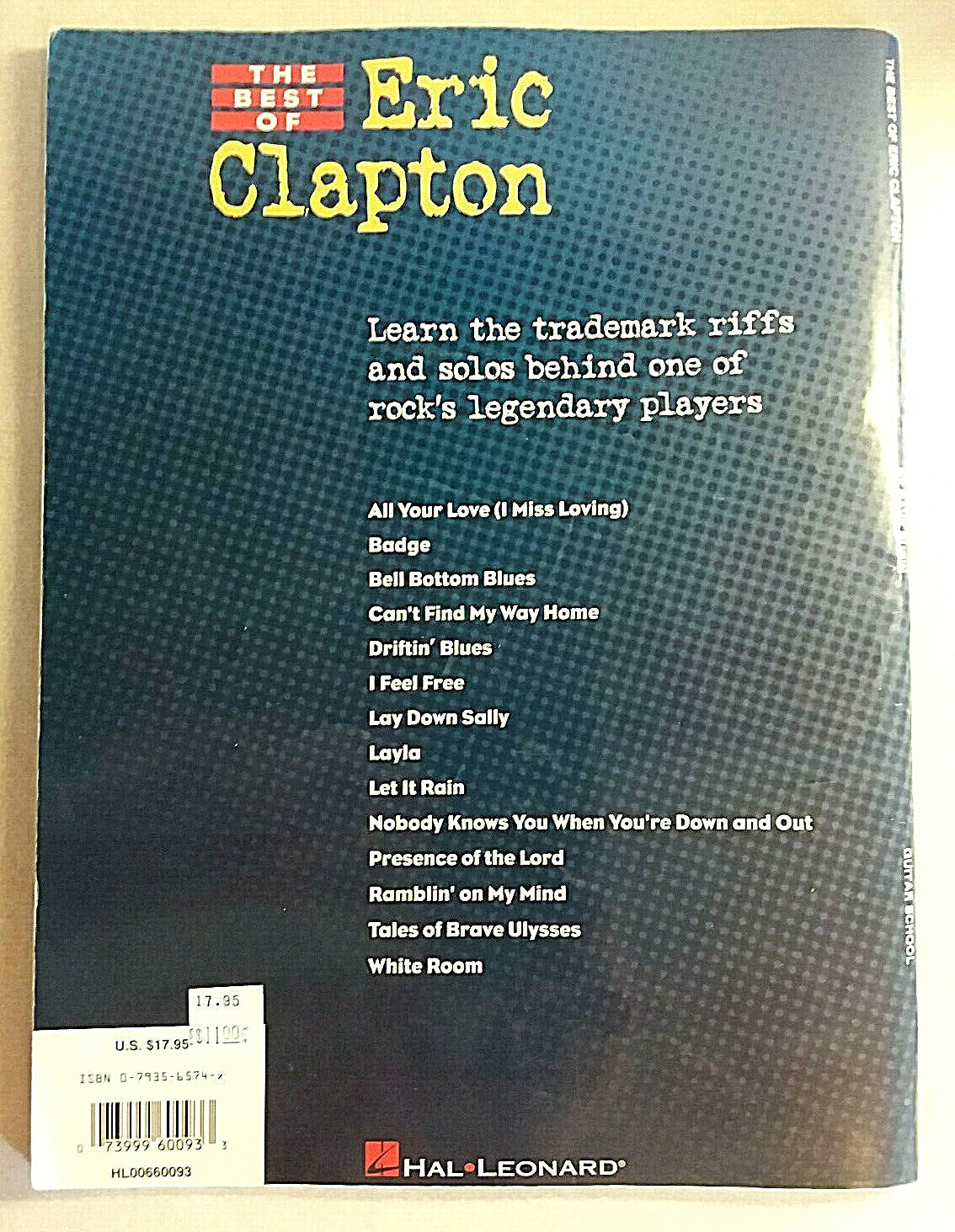 ERIC CLAPTON BEST SONGBOOK SHEET MUSIC LAYLA SALLY WHITE ROOM TEARS IN HEAVEN