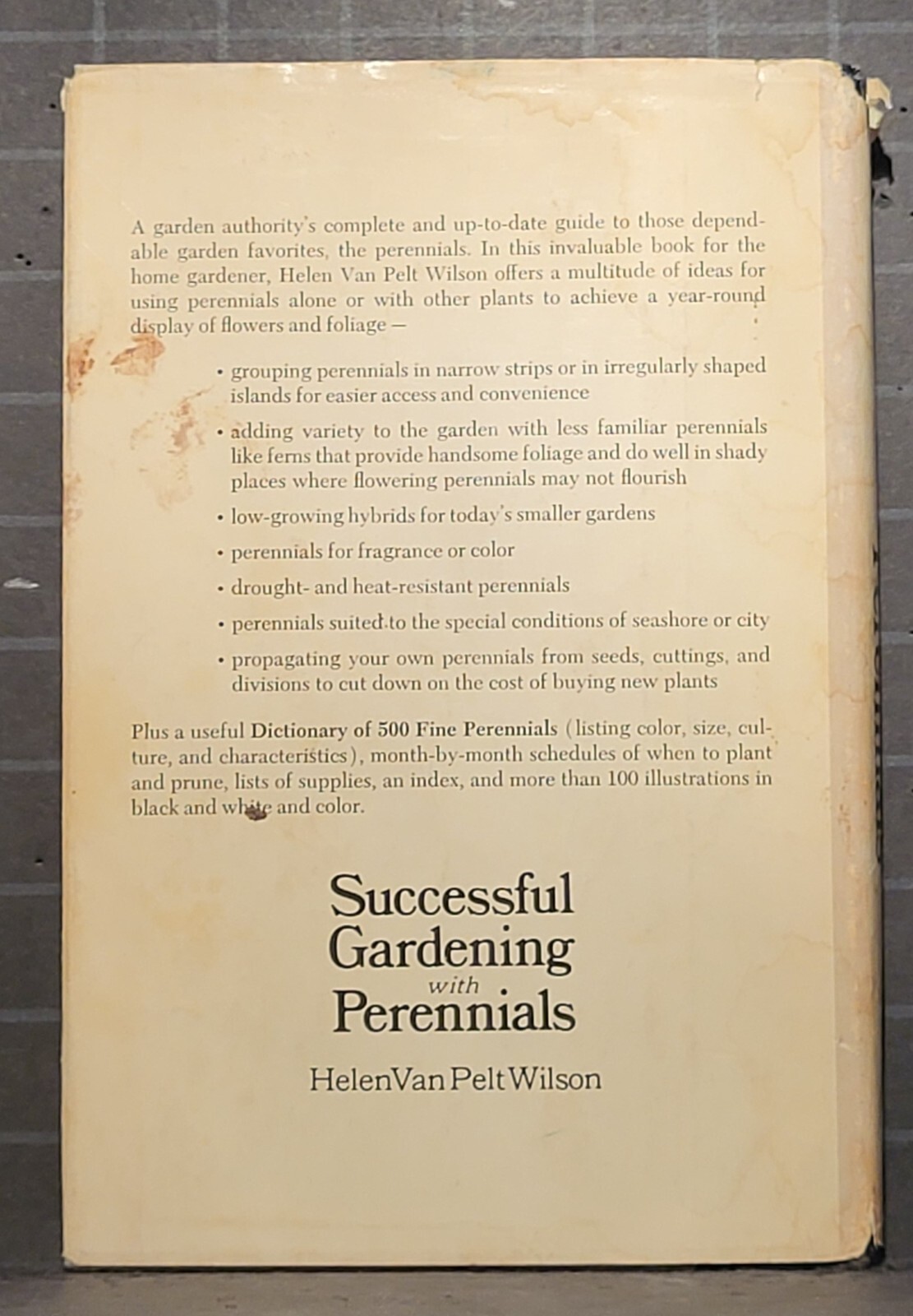 Successful Gardening with Perennials : by Helen Van Pelt Wilson 1976 HC 2642