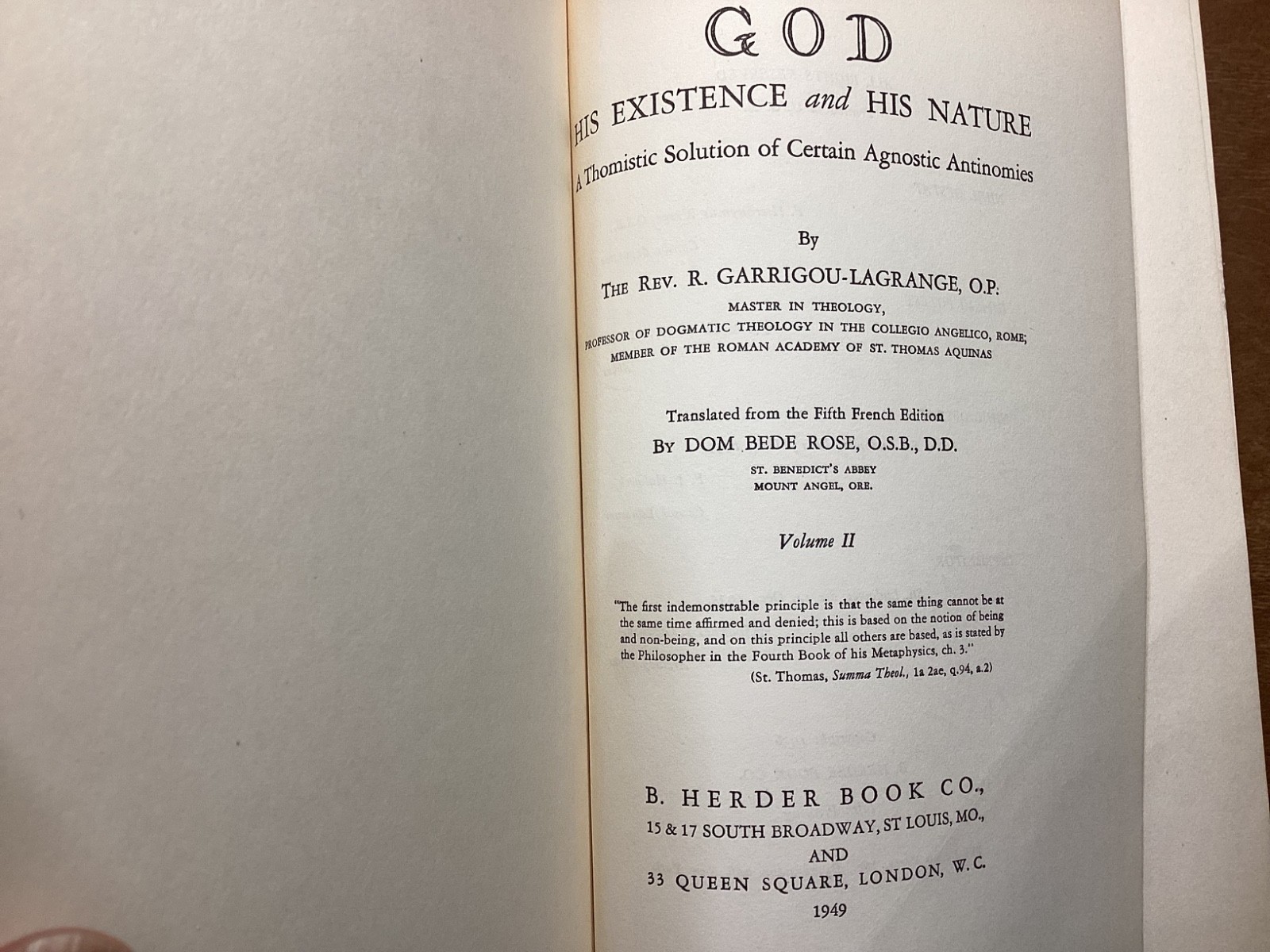 God His Existence and His Nature 2 volume Set Garrigou-Lagrange 1949