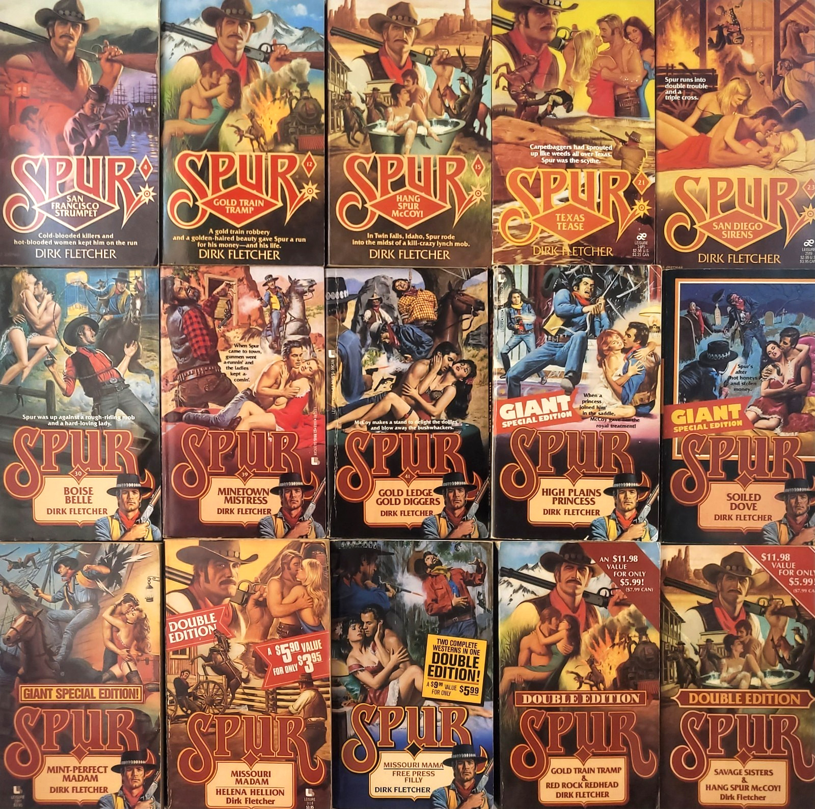 Spur McCoy Dirk Fletcher 15 Book Lot Adult Westerns #41 Soiled Dove Giant Rare