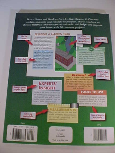 Better Homes and Gardens Step-by-Step Masonry and Concrete Paperback 112 Pages