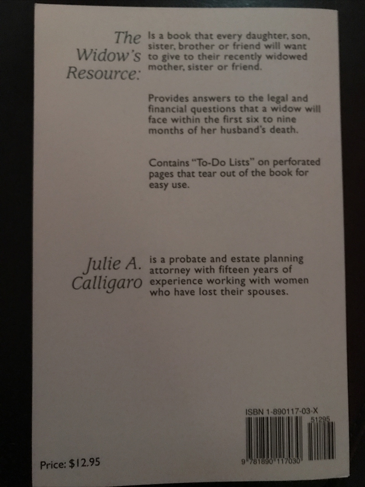 The Widow’s Resource: How to Solve the Financial and Legal..by Julie Calligaro