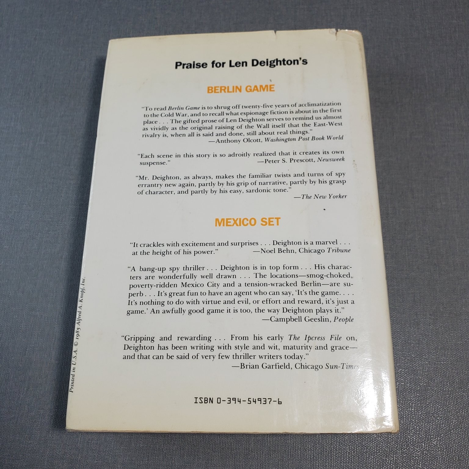 London Match Len Deighton 1985 First Edition Spy Thriller Alfred A. Knopf