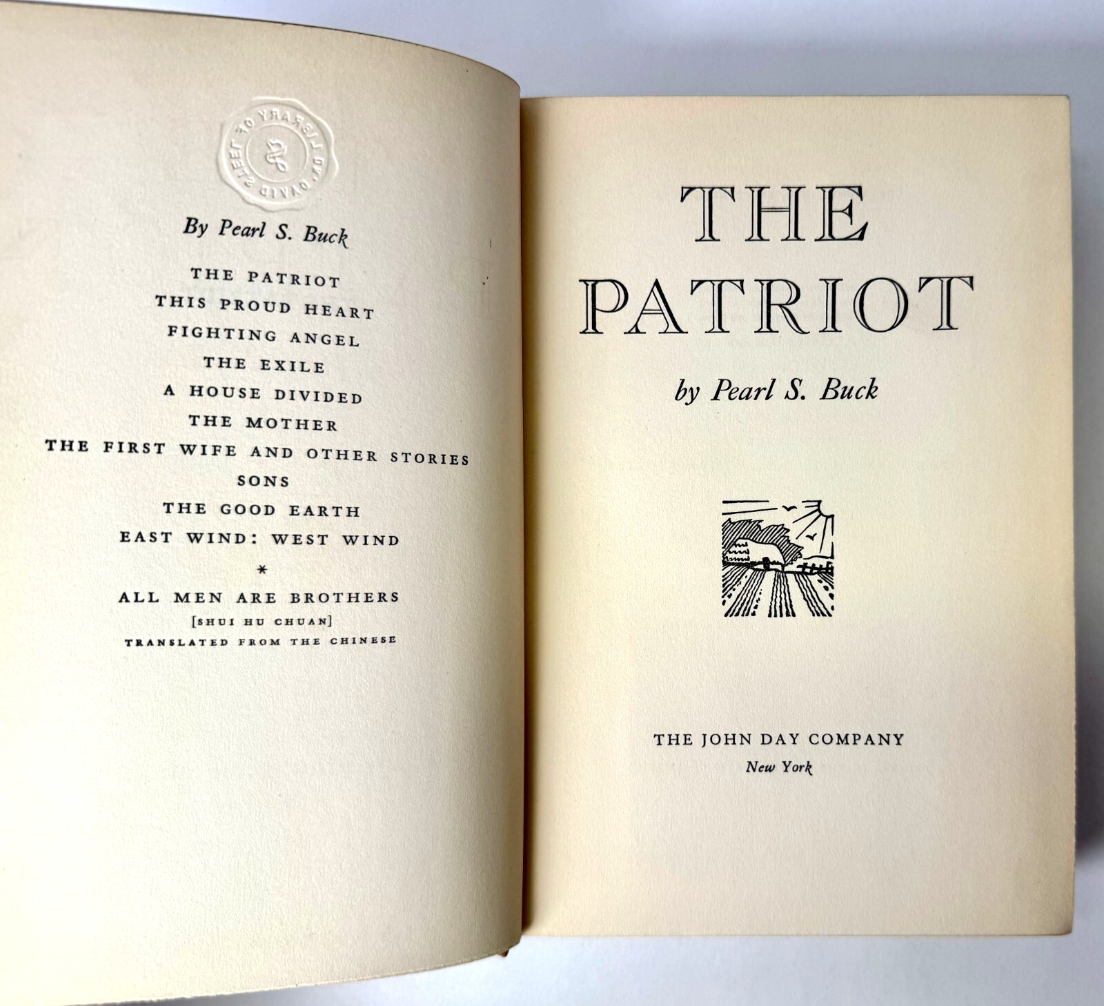 The Patriot by Pearl S. Buck, 1939, 1st edition, 1st printing, Hardcover