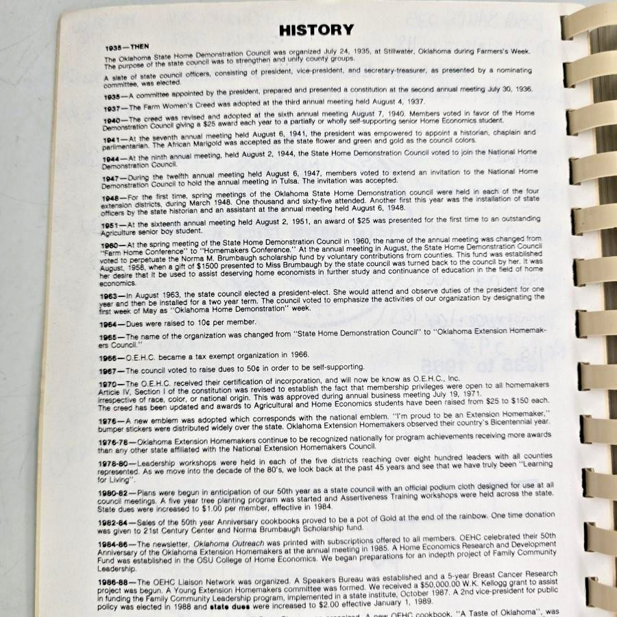 Oklahoma Extension Homemakers Golden Anniversary Cookbook 1935 To 1985 Recipes