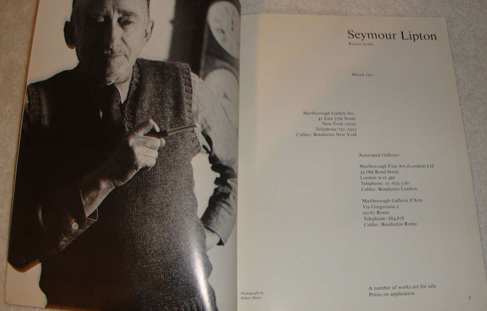 Seymour Lipton Marlborough New York pb sculpture art catalog 40 pages