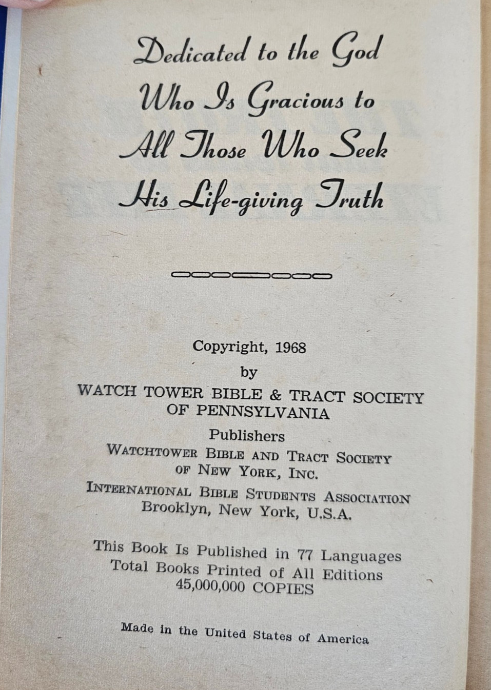 Acceptable Vtg 1968 THE TRUTH THAT LEADS TO ETERNAL LIFE JEHOVAHS WITNESS HC