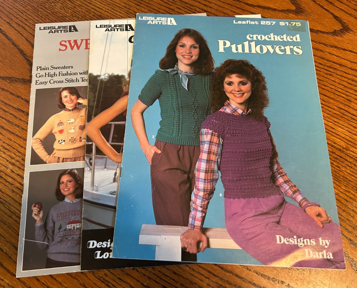 Lot of 3 Vintage Leisure Arts Leaflets 257, 367, 375 Cross Stitch & Crochet 1983