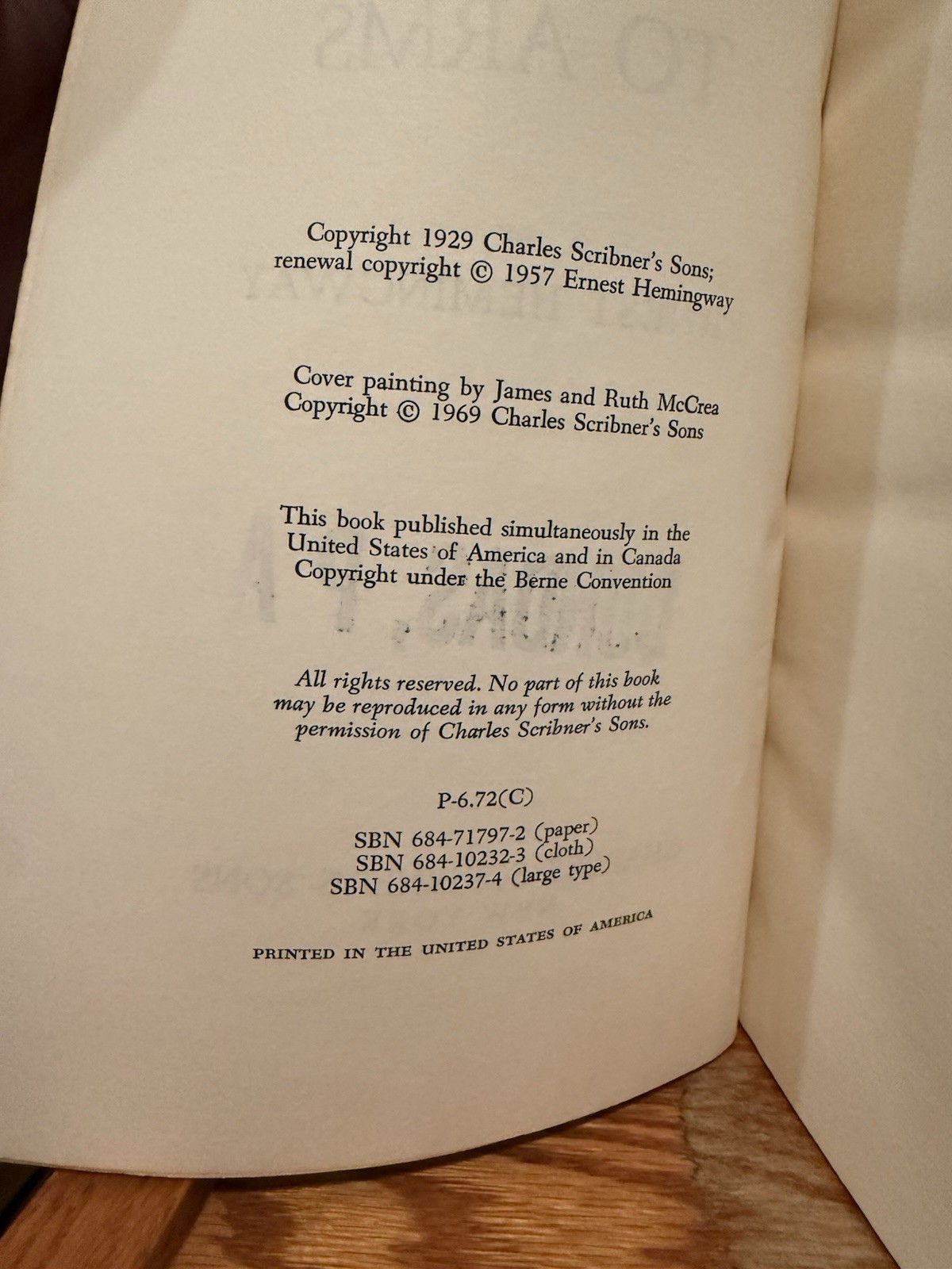 A Farewell to Arms by Ernest Hemingway Charles Scribner’s Sons Paperback 1957