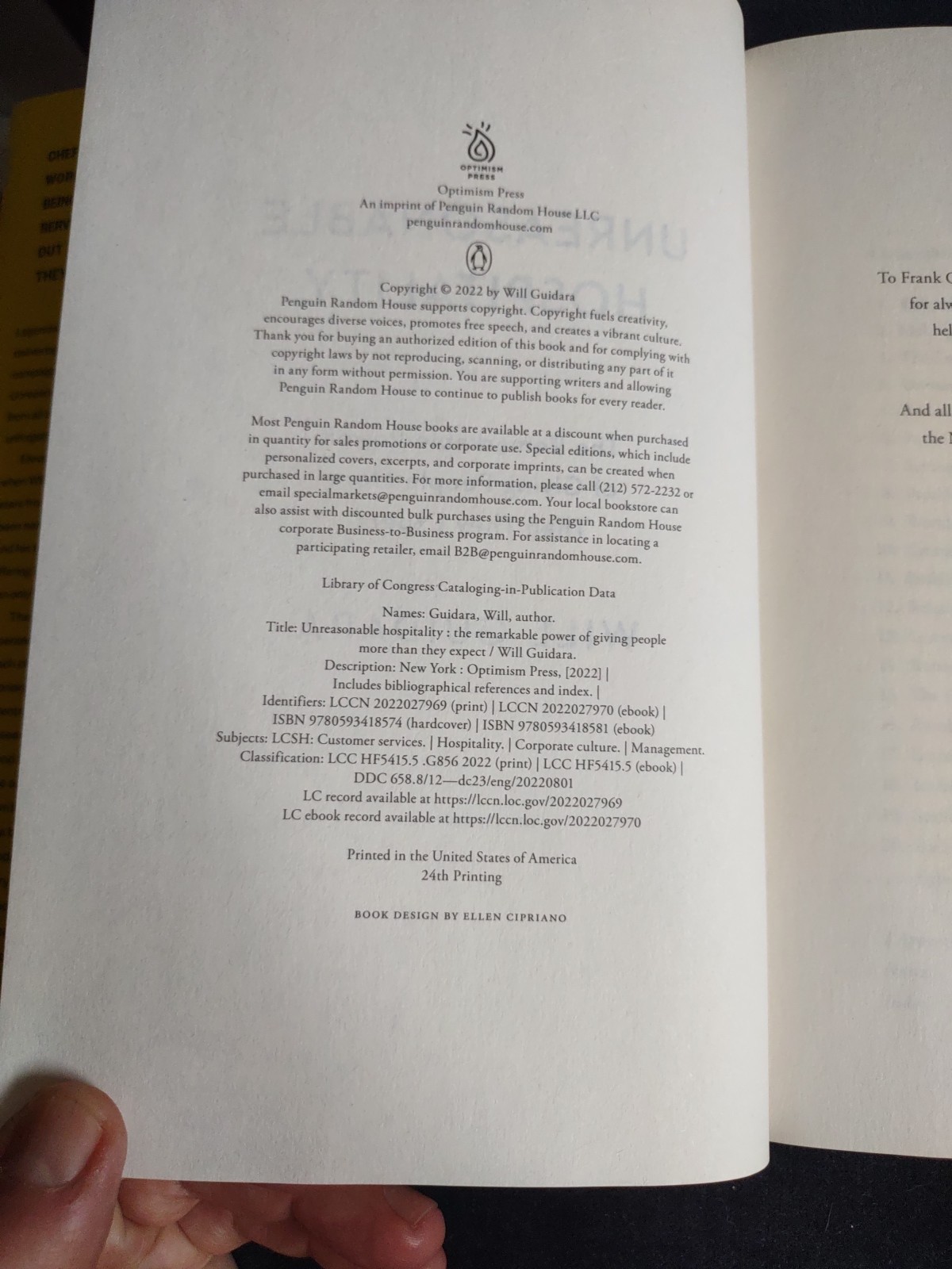 Unreasonable Hospitality Will Guidara Hardcover Book Management Business Service