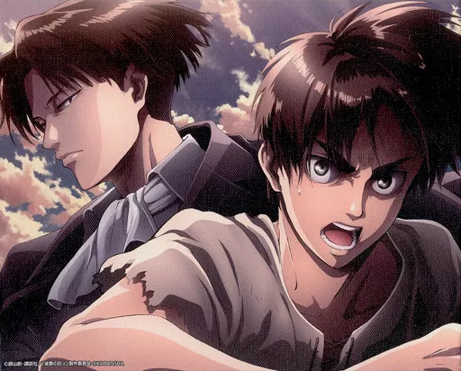 Attack on Titan Eren & Levi Canvas Art Board 8.7×6.9in Original Illustration
