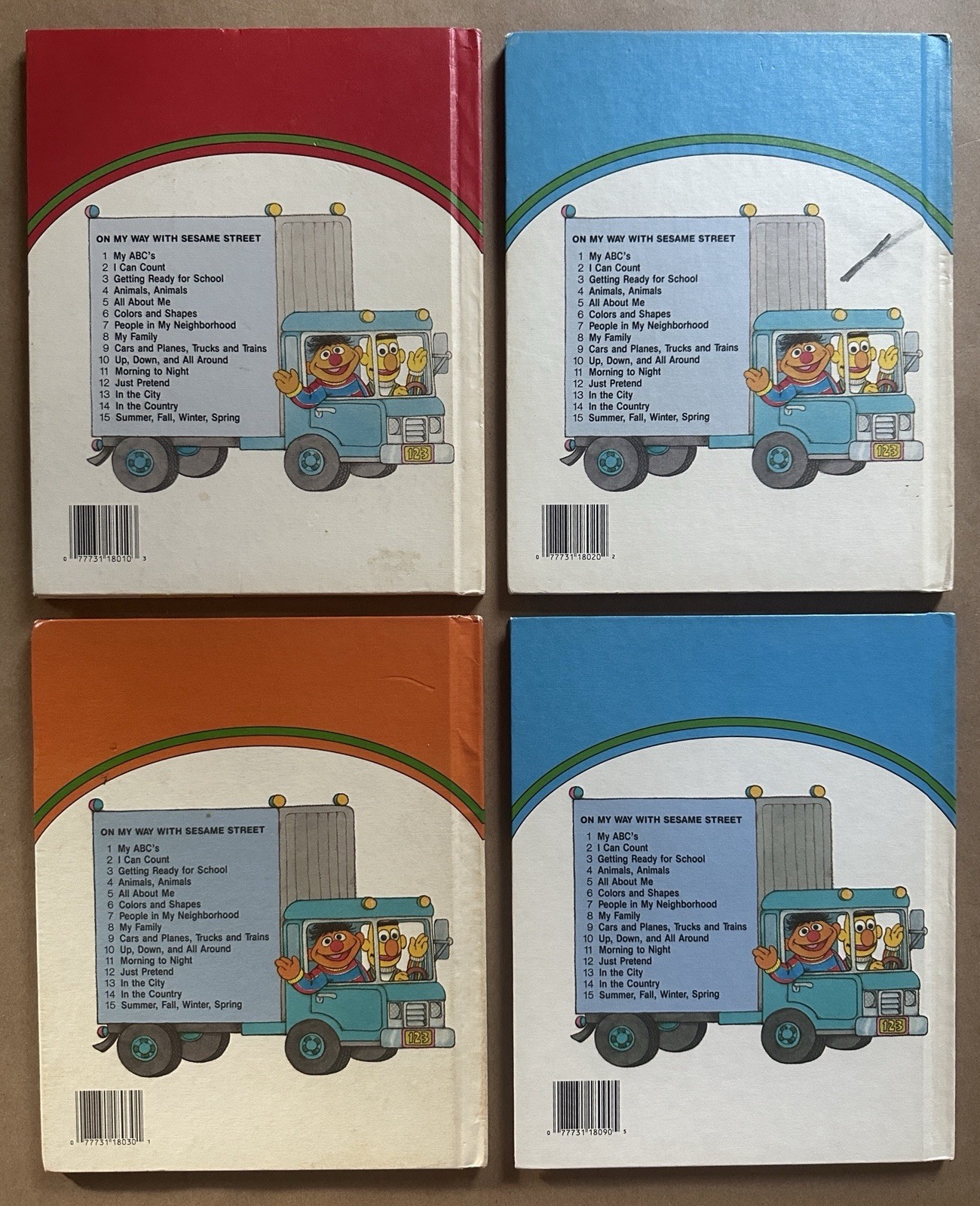VTG 1989 On My Way With Sesame Street Lot of 4 Hardcover Books Volumes 1,2,3,9