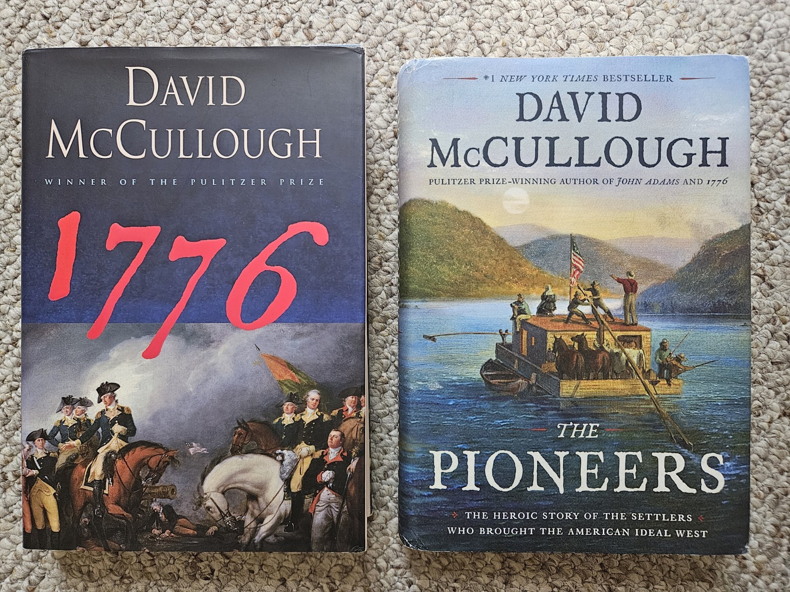 Lot of 2 David McCullough Books „1776“ & „The Pioneers“ HCDJ Great!