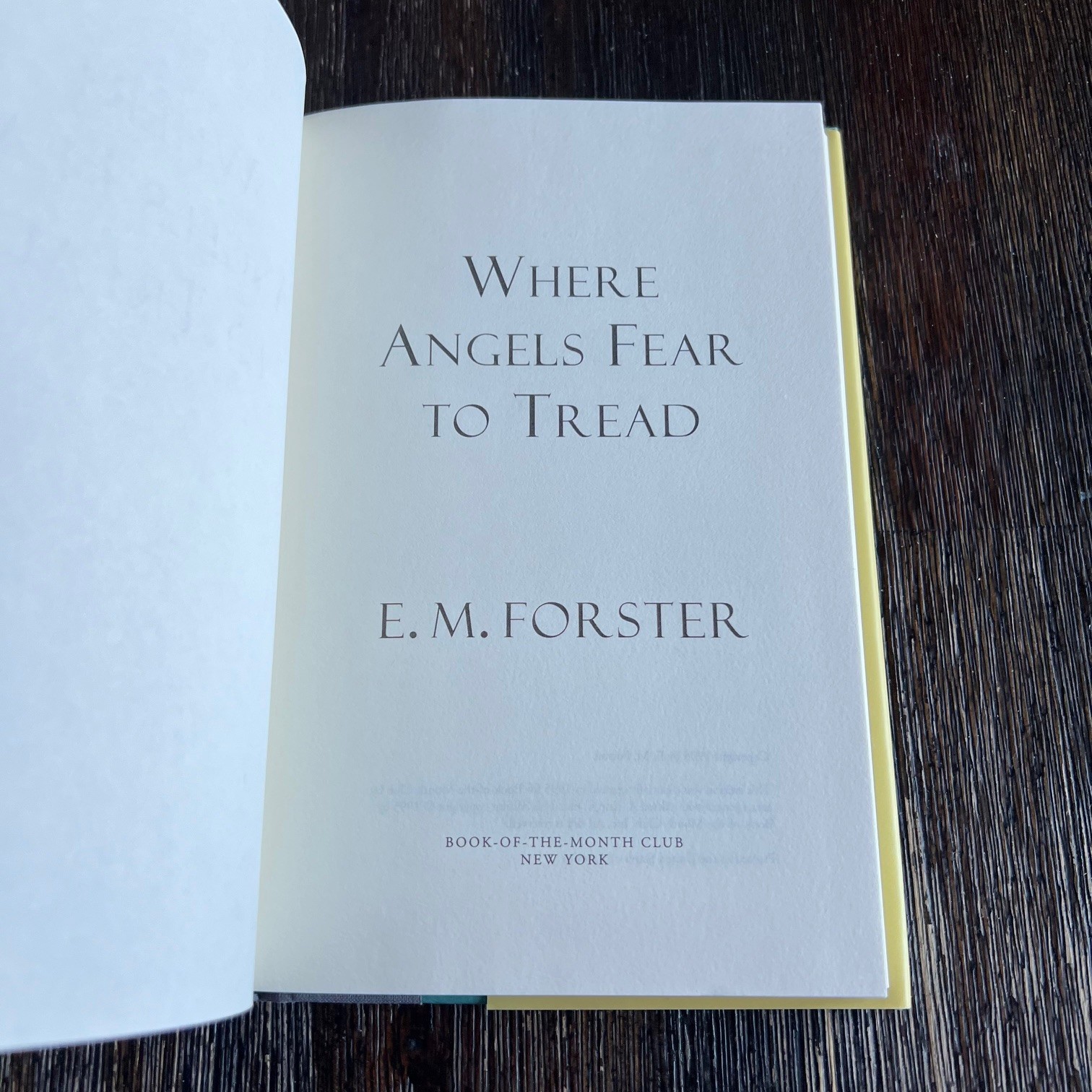 Where Angels Fear To Tread E.M. Forster Hardcover Novel BOTM Vintage BOMC 1995