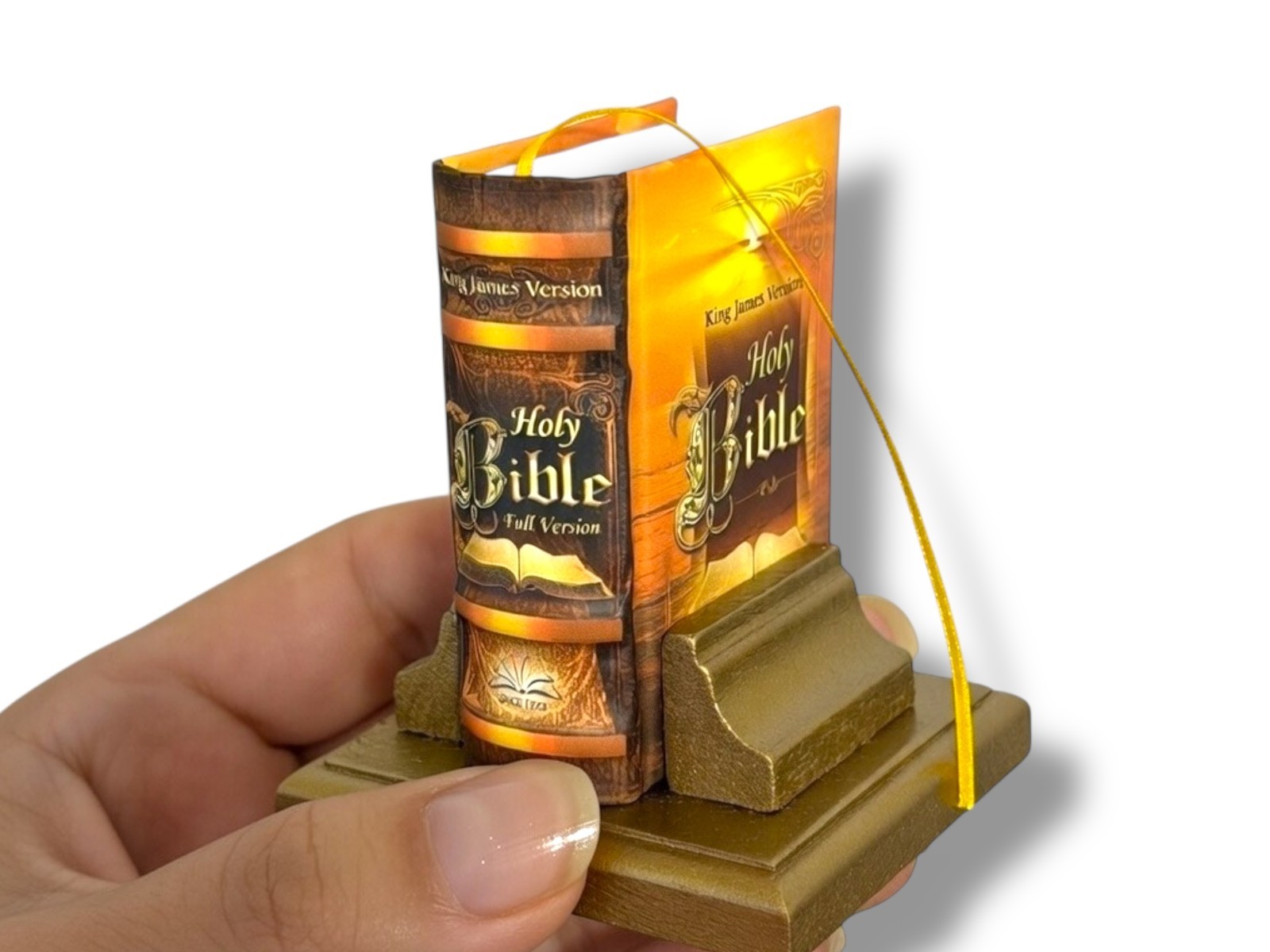 Magnificent Holy Bible full version King James mini Book KJV w/ golden stand new