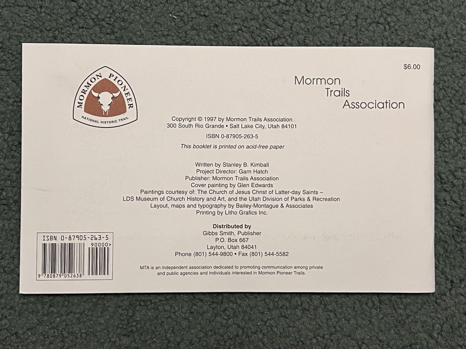 The Mormon Pioneer Trail : MTA 1997 Official Guide by Stanley Kimball
