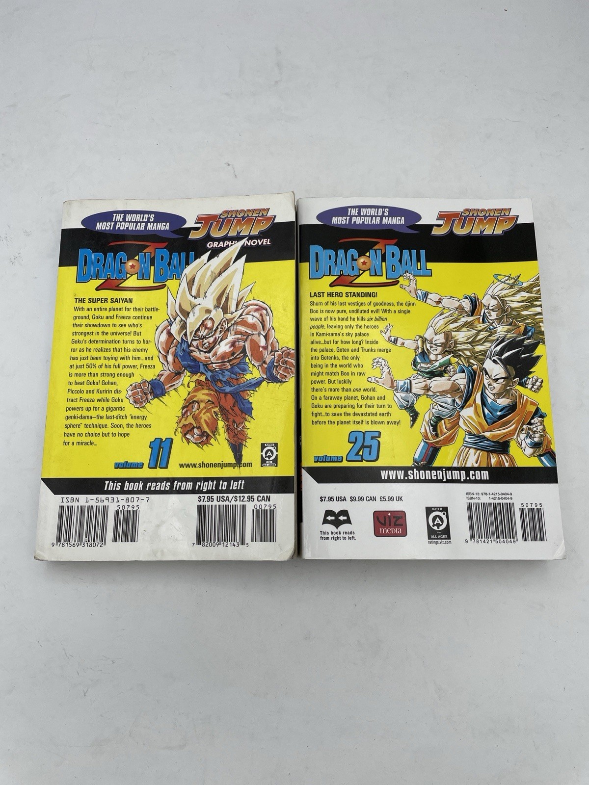 Dragon Ball Z Vol. 11 & 25 – Shonen Jump Graphic Novels -Akira Toriyama Manga
