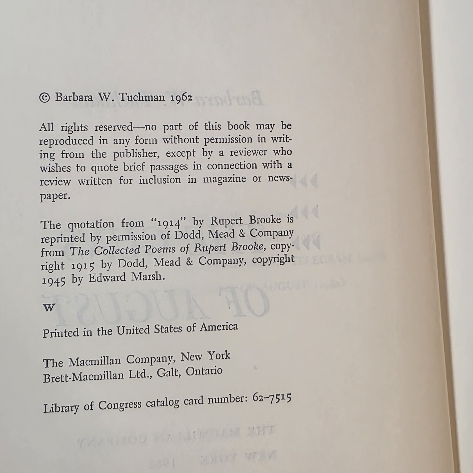 Guns of August by Barbara W. Tuchman (1962, Hardcover)
