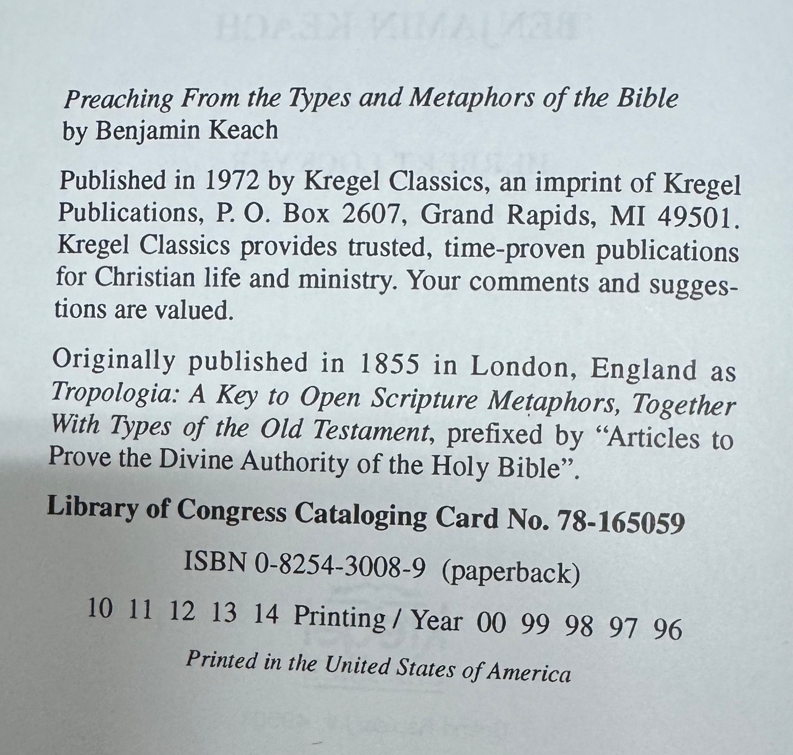 Preaching from the Types and Metaphors of the Bible by Benjamin Keach