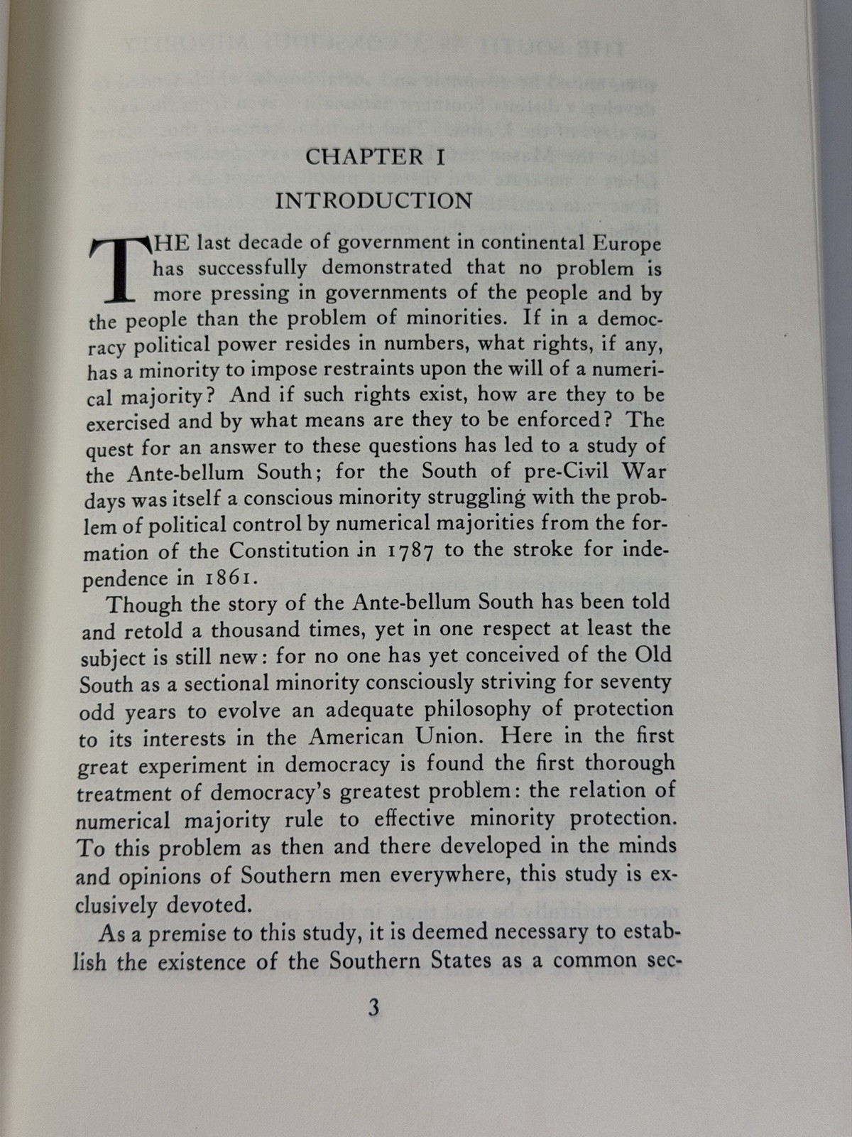 The South as a Conscious Minority 1789-1861 – A Study in Political Thought – HC