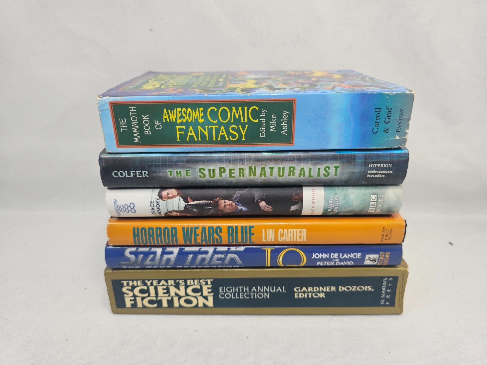 Sci-Fi Fantasy Hardcover Book Lot 6x Lin Carter Horror Wears Blue Star Trek IQ