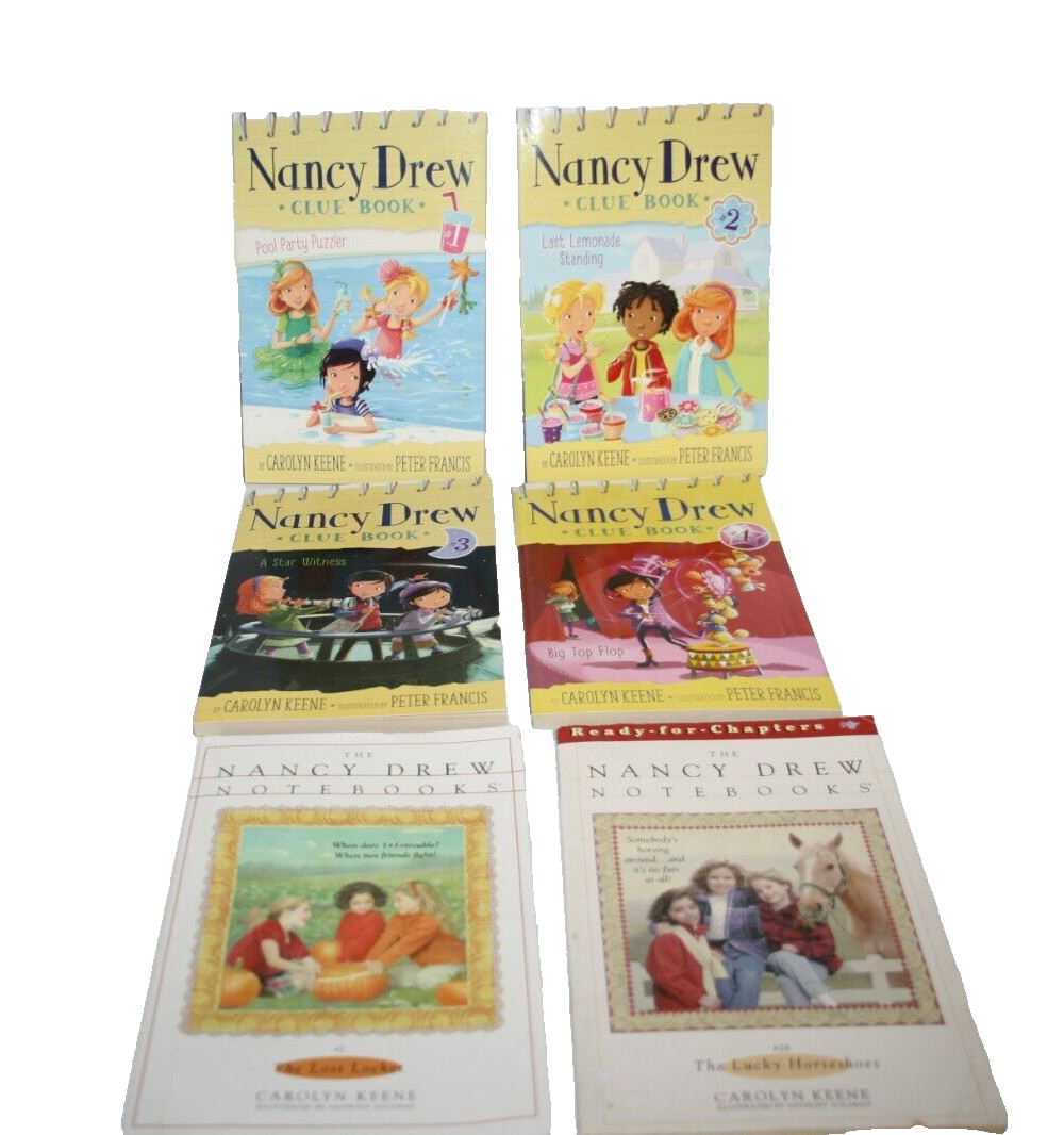 Nancy Drew Clue Books & Notebooks Clue Crew Carolyn Keene Paperbacks Lot Of 6
