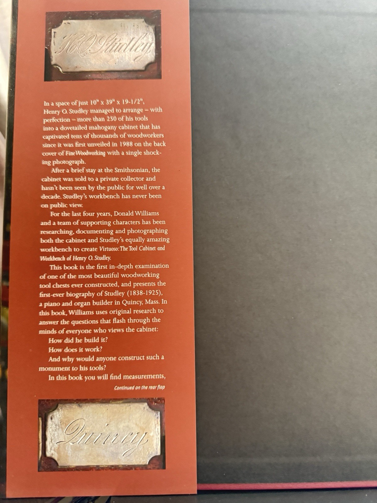 Virtuoso: The Tool Cabinet and Workbench of Henry O. Studley HC/DJ 2nd Printing