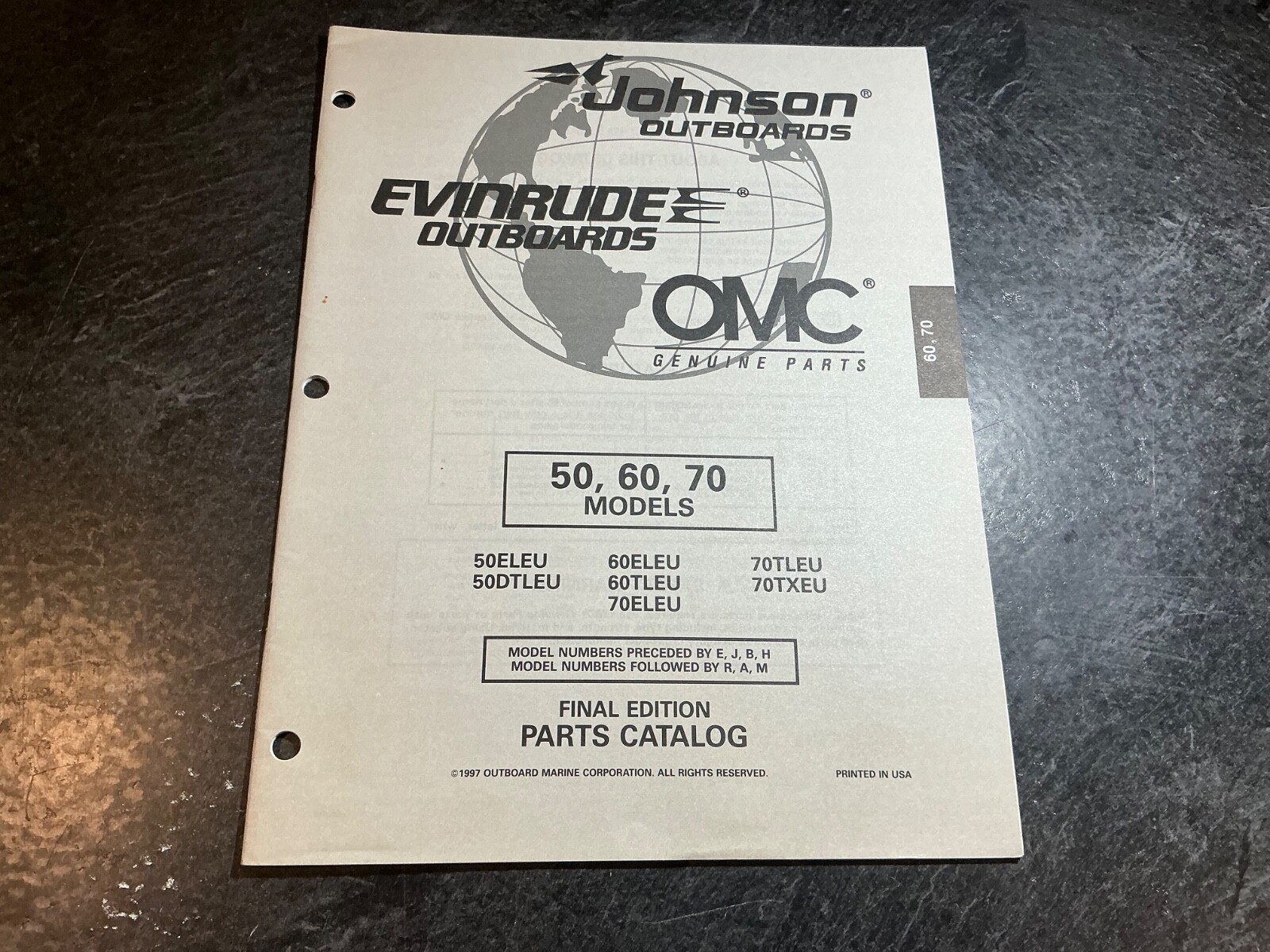 1997 Johnson & Evinrude 50 60 70 HP Models Outboard Parts Catalog 3 Cyl 2 Stroke