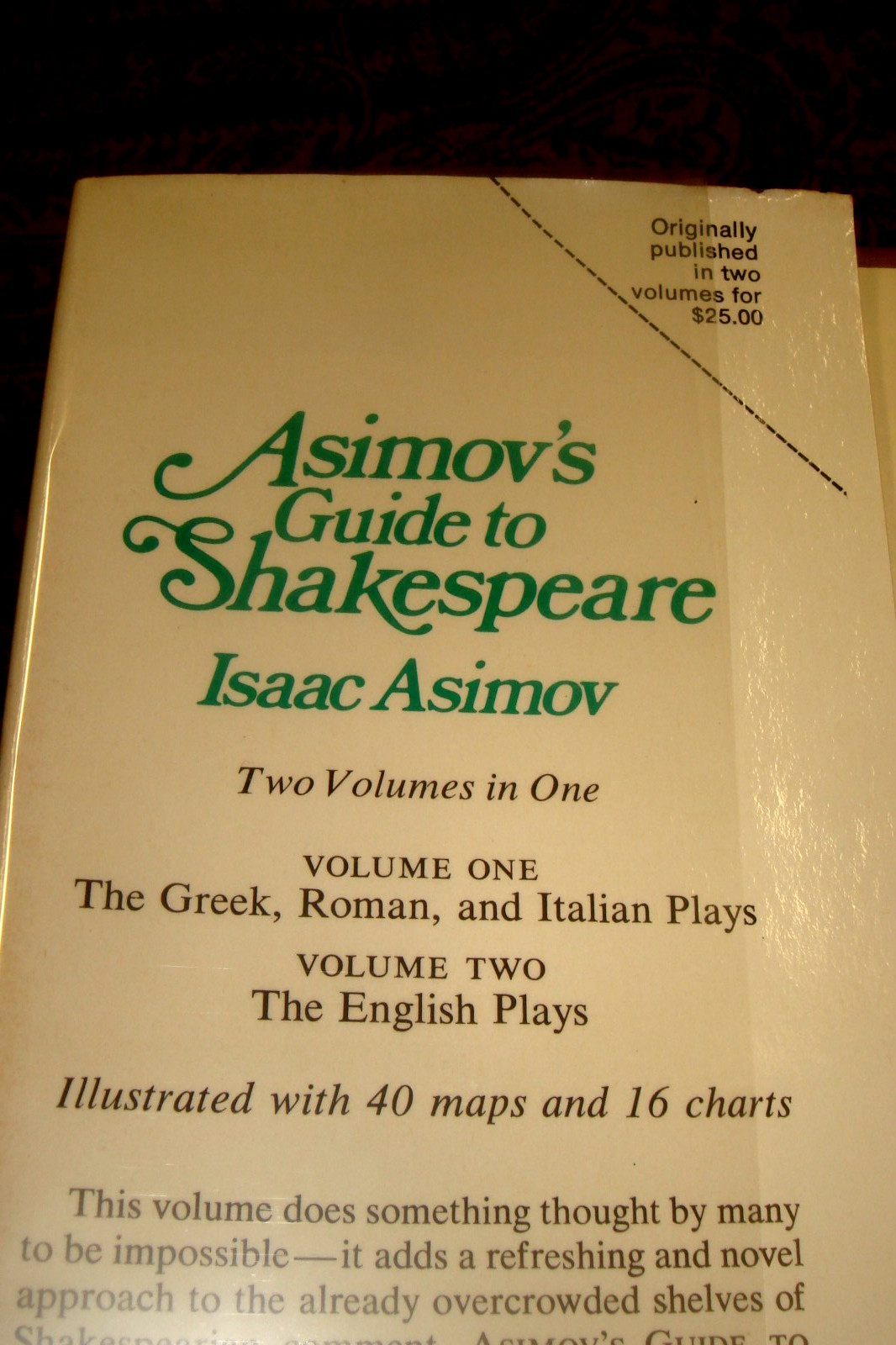 Asimov’s Guide to Shakespeare by Isaac Asimov 1978 HC/DJ Avenel 1978 -1536 pages