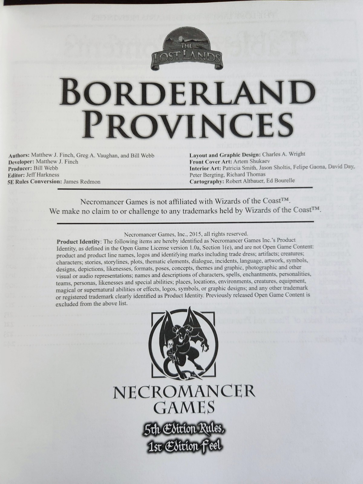 Lost Lands Borderland Provinces 5th Edition Necromancer Games RPG 2015 HC