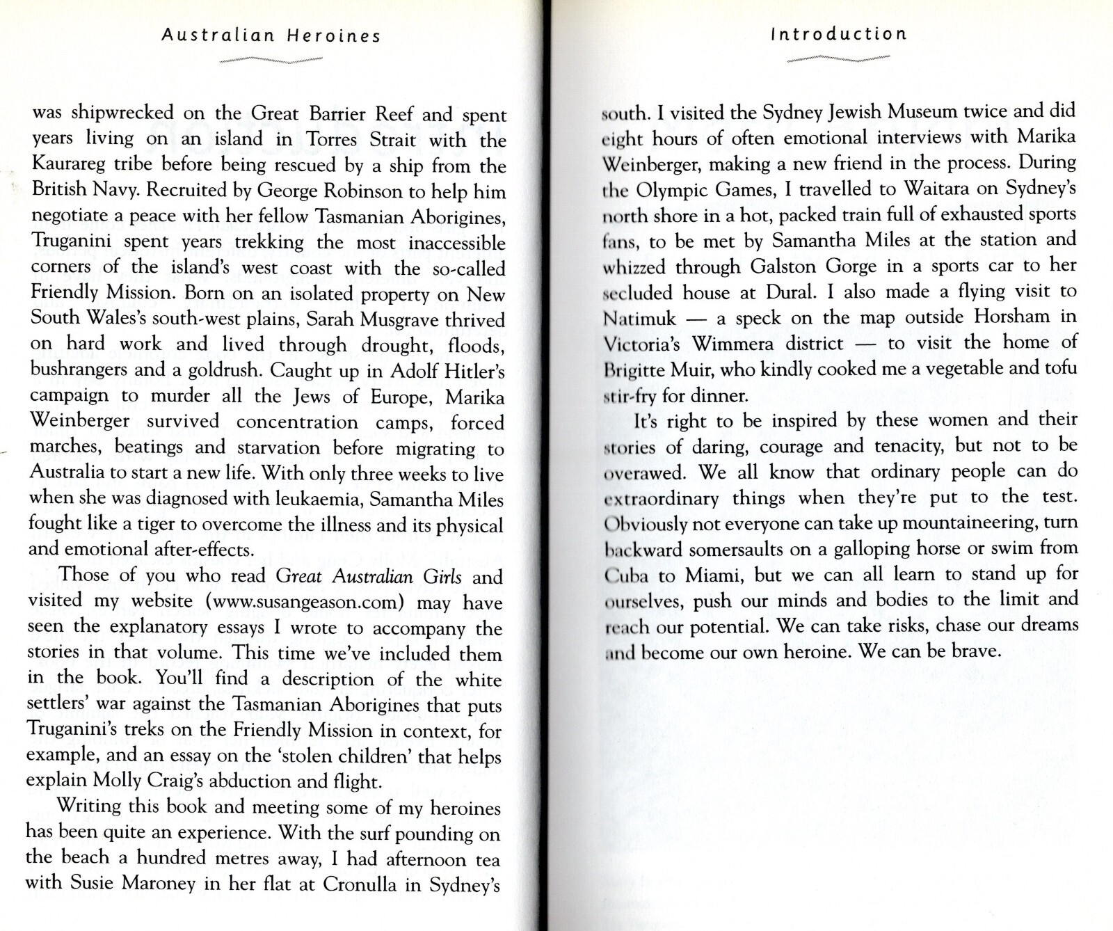 TEN Australian HEROINES Susan Geason. Stories of COURAGE and SURVIVAL 301 pages
