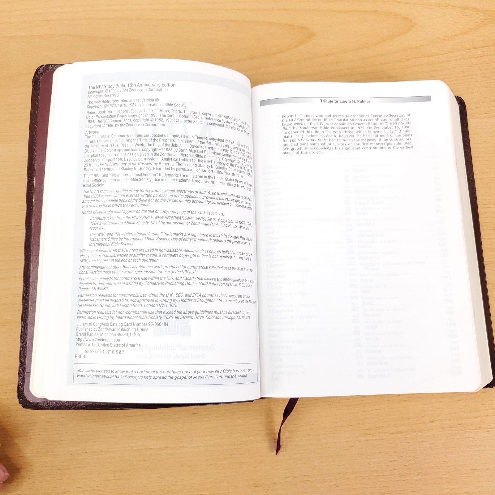 Zondervan The NIV Study Bible 10th Anniversary Edition 1995 Red Letter, Leather