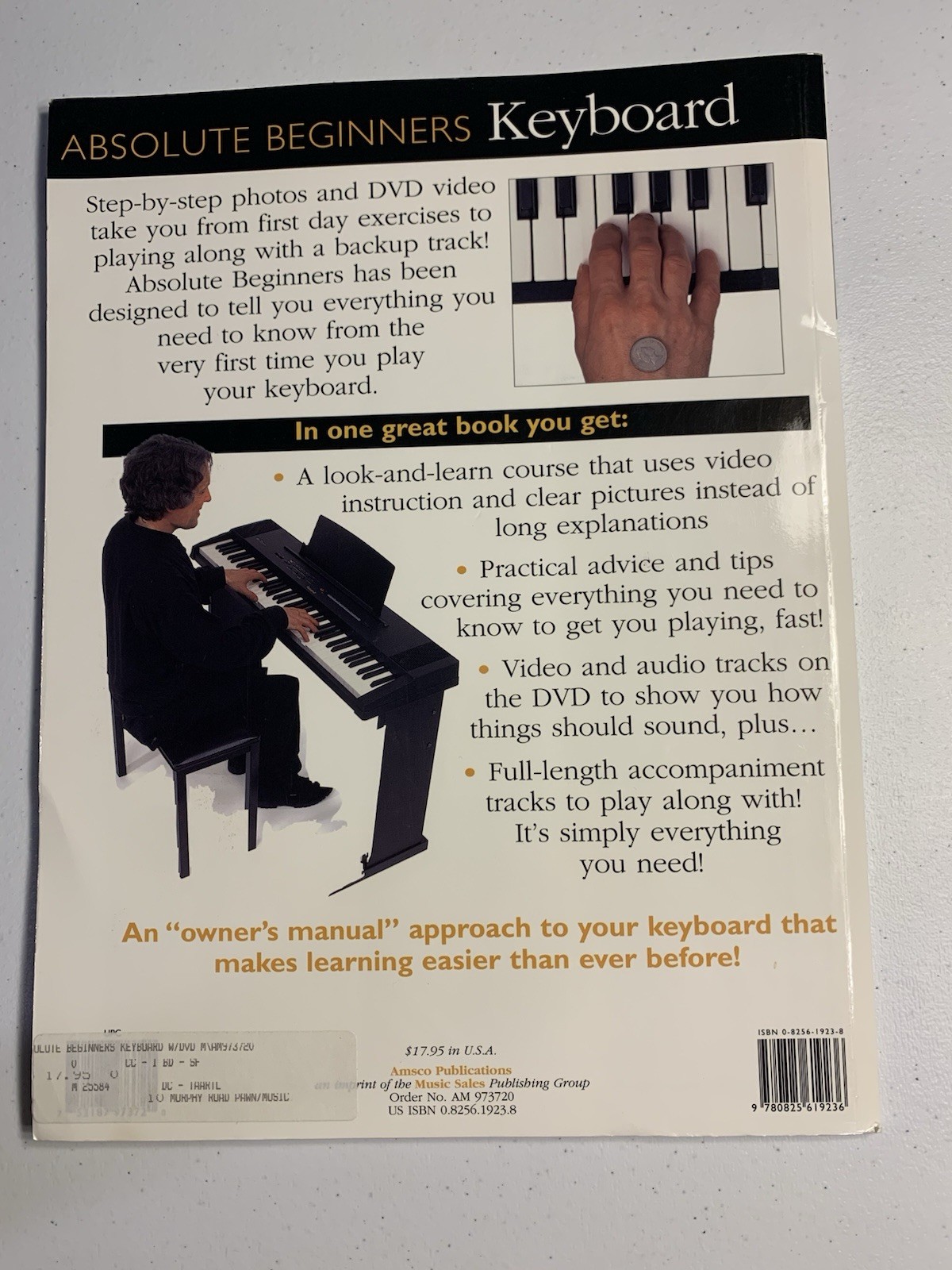 Absolute Beginners Keyboard Book w/ SEALED DVD 2002 Amsco