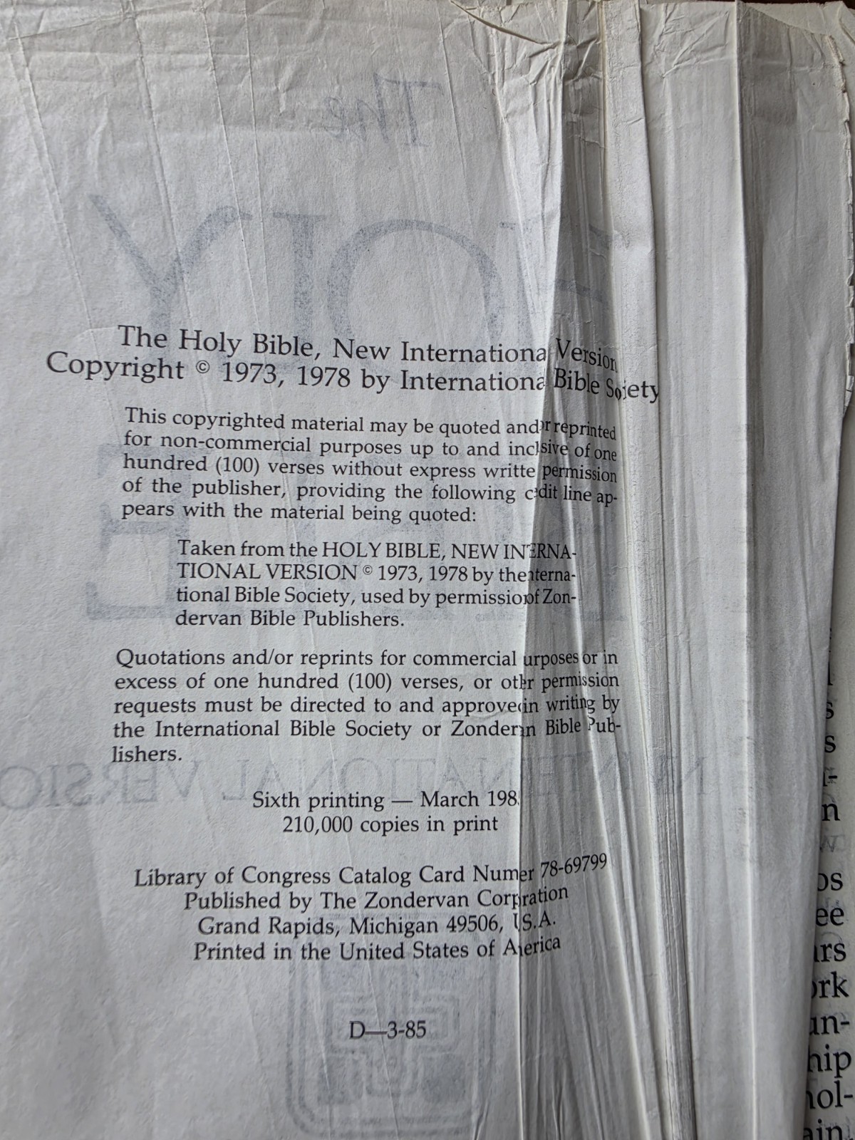 Zondervan Holy Bible NIV Leather Bound 1978 Large Print