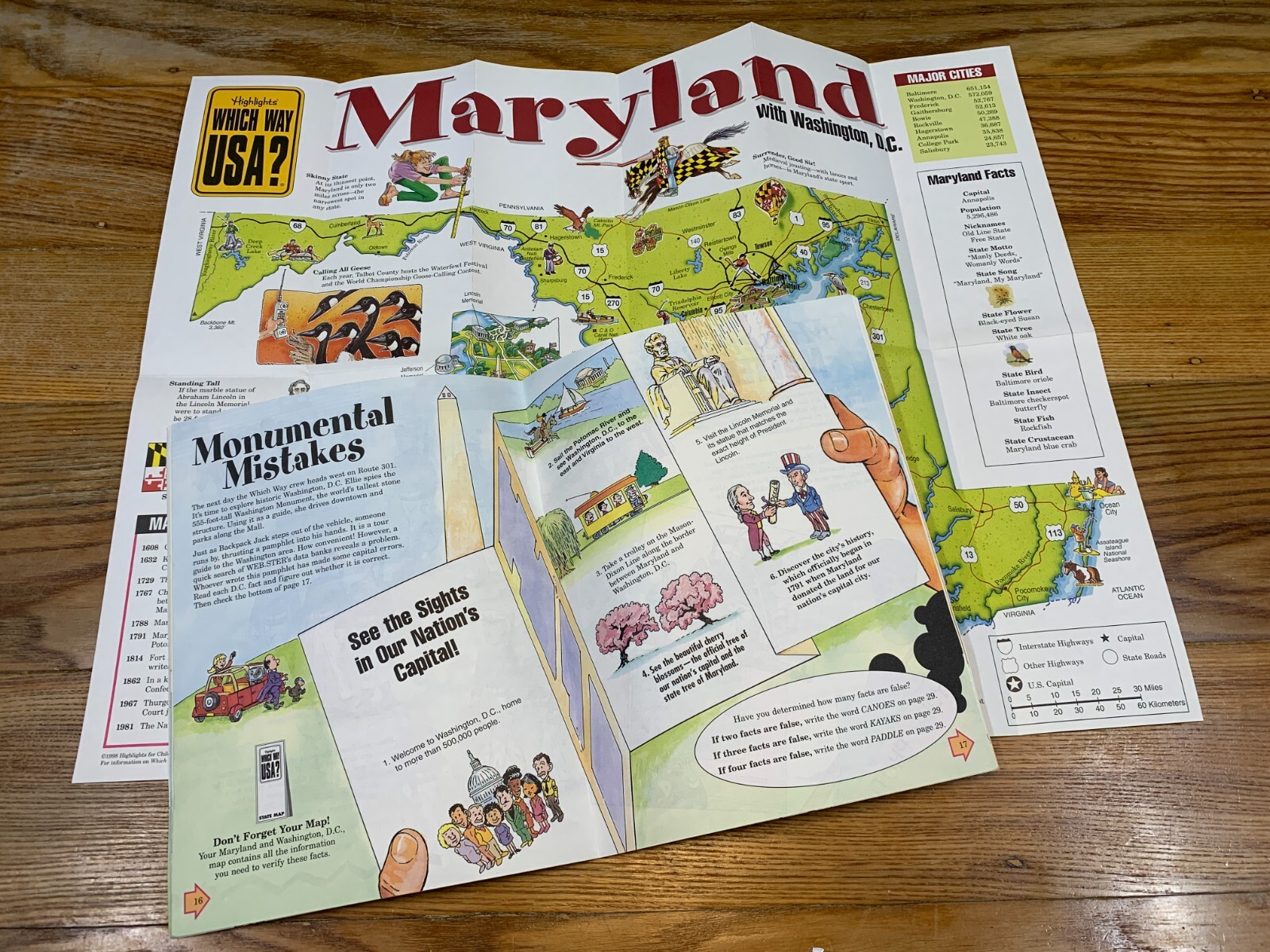 Highlights WHICH WAY USA Puzzle Books & Maps Maryland Rhode Island Delaware PA