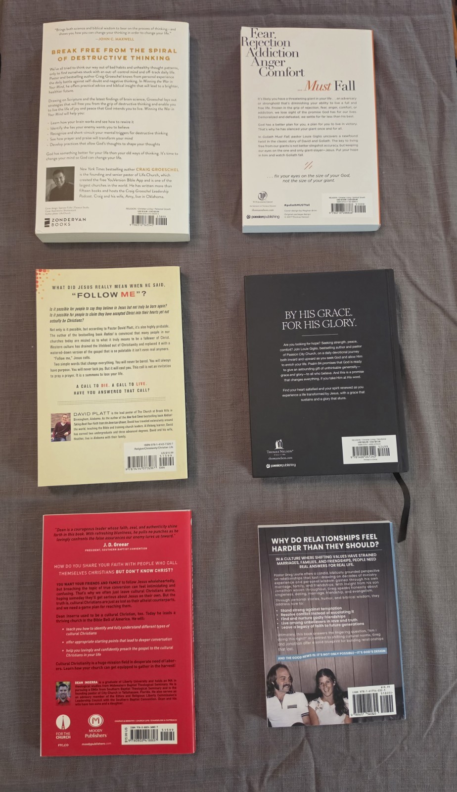 Lot Of 6 Christian Nonfiction Books Including Louie Giglio and David Platt