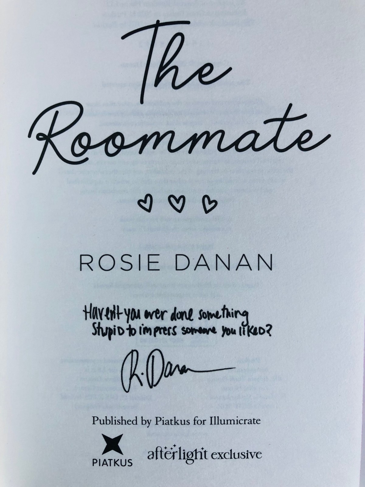 SIGNED The Roommate & The Intimacy Experiment Rosie Danan ILLUMICRATE AFTERLIGHT