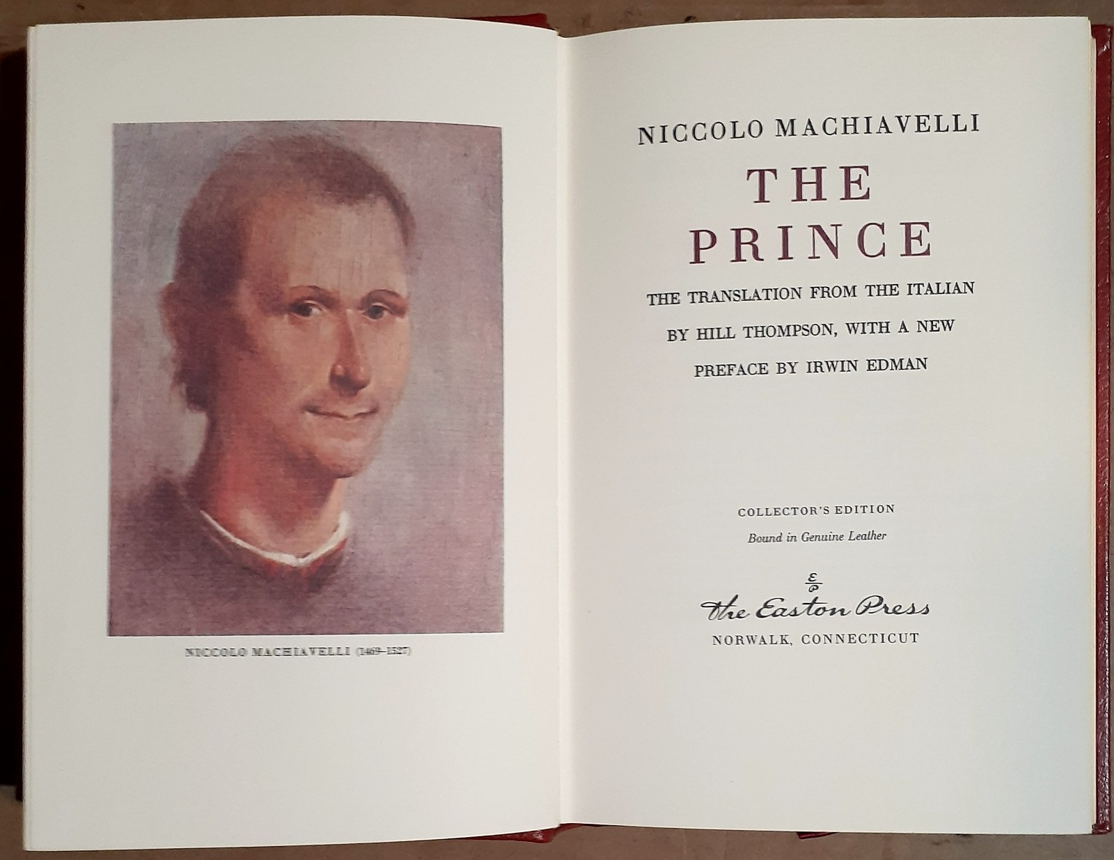 The Prince Easton Press Niccolo Machiavelli Leather Bound 1980 Collector’s Book