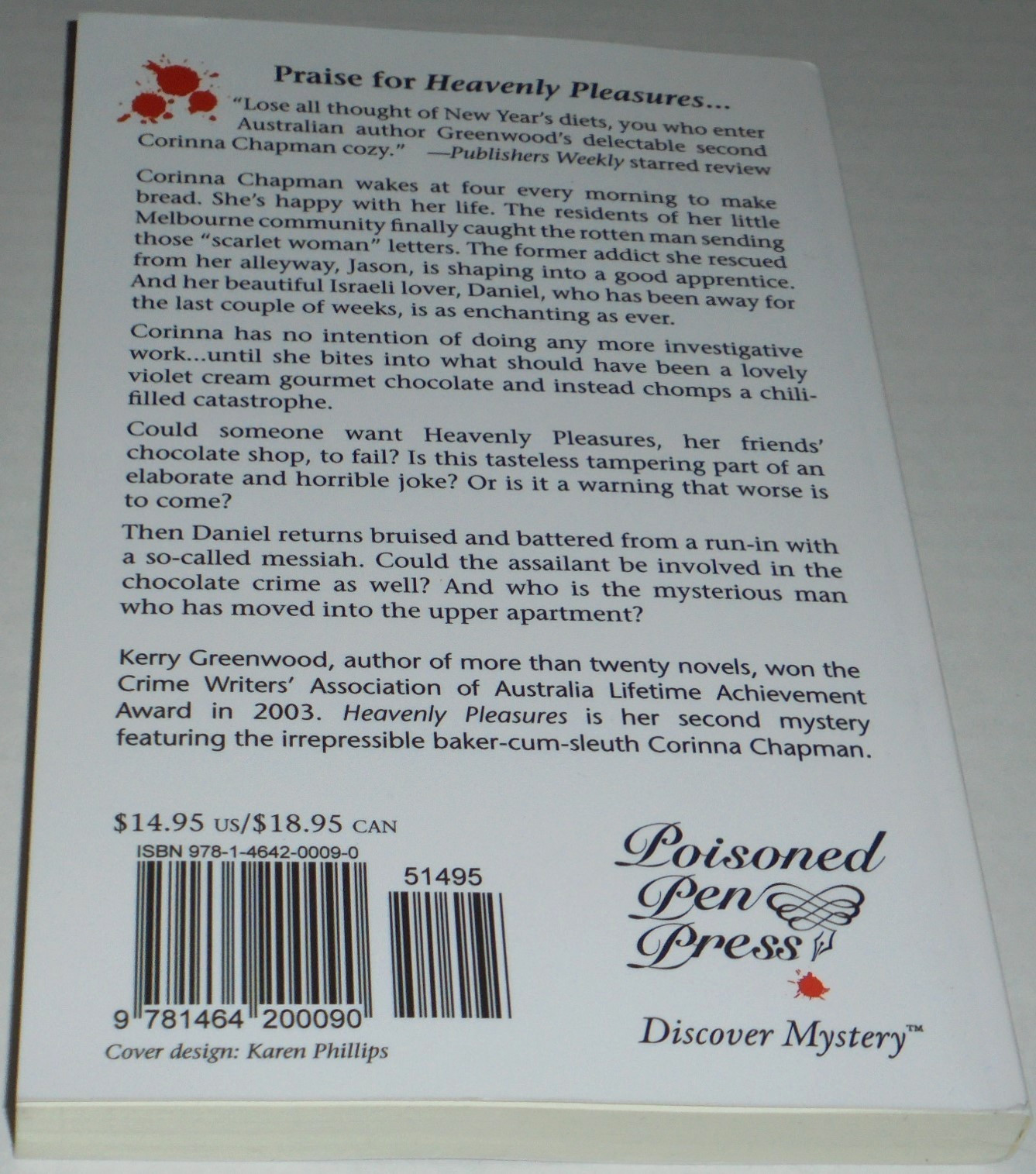 HEAVENLY PLEASURES BOOK BY KERRY GREENWOOD 2012 14CM X 22CM