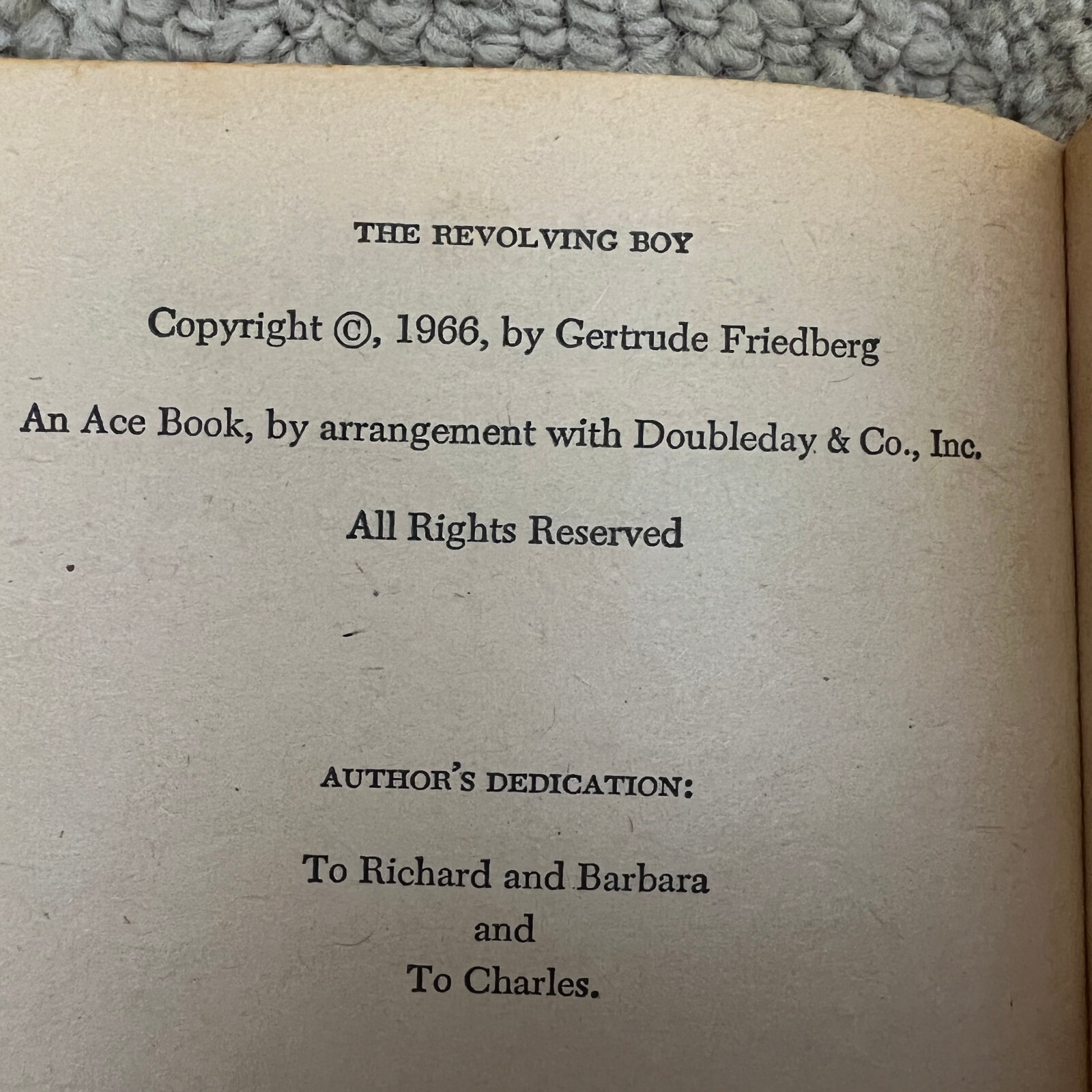 The Revolving Boy Science Fiction Paperback Book by Gertrude Friedberg 1966