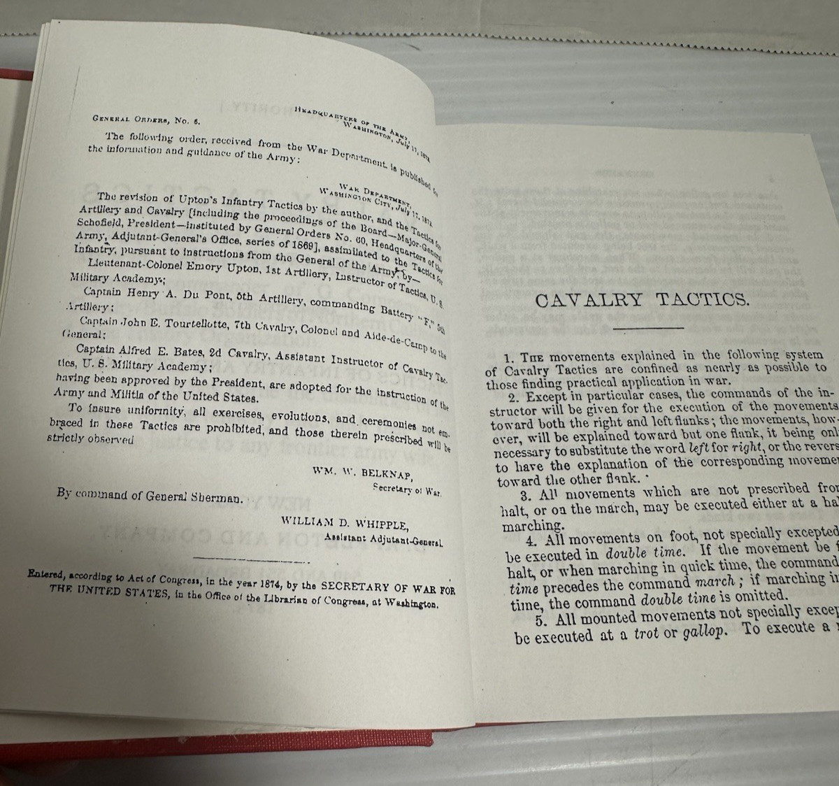 United States Army Cavalry Tactics Infantry Artillery Reprint of 1874 Ed HC