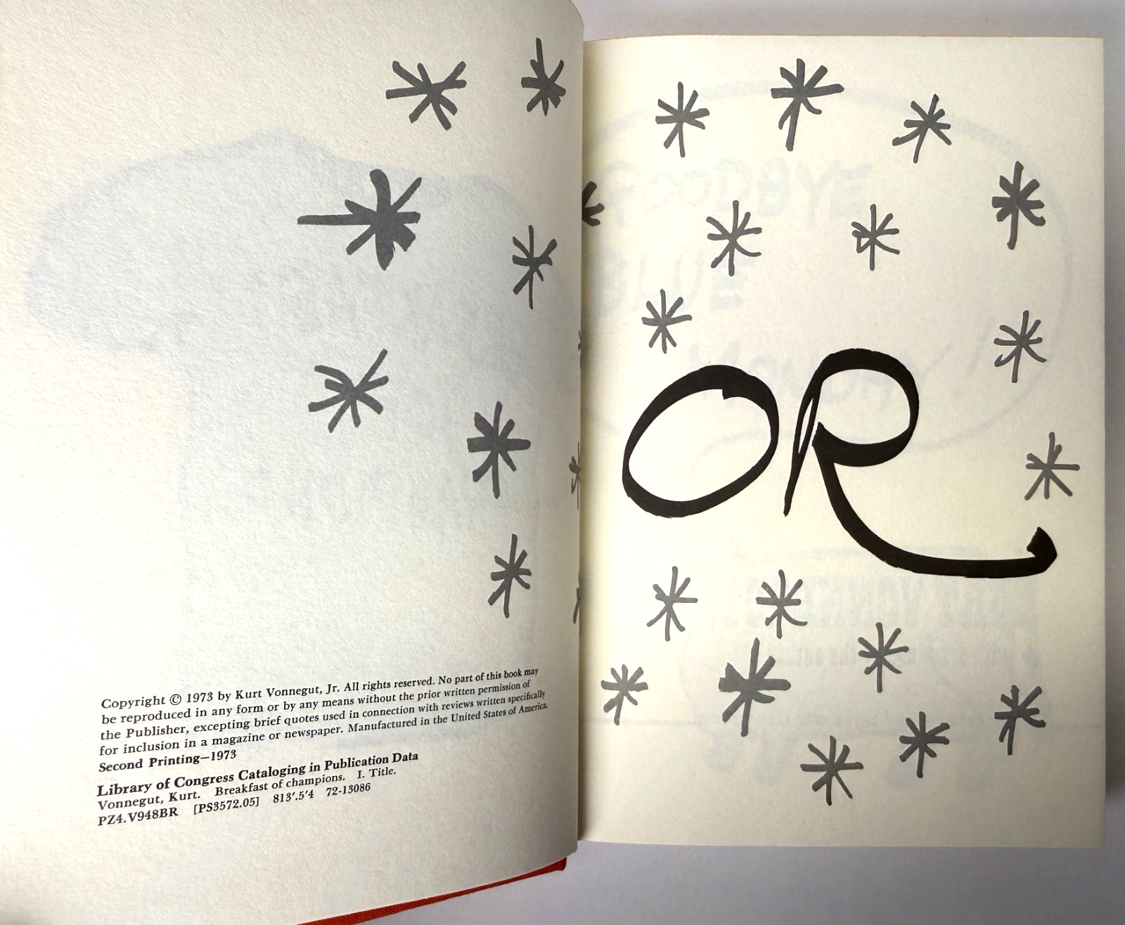 Breakfast of Champions, Kurt Vonnegut 1973 HCDJ 2nd printing in Mylar, Fine