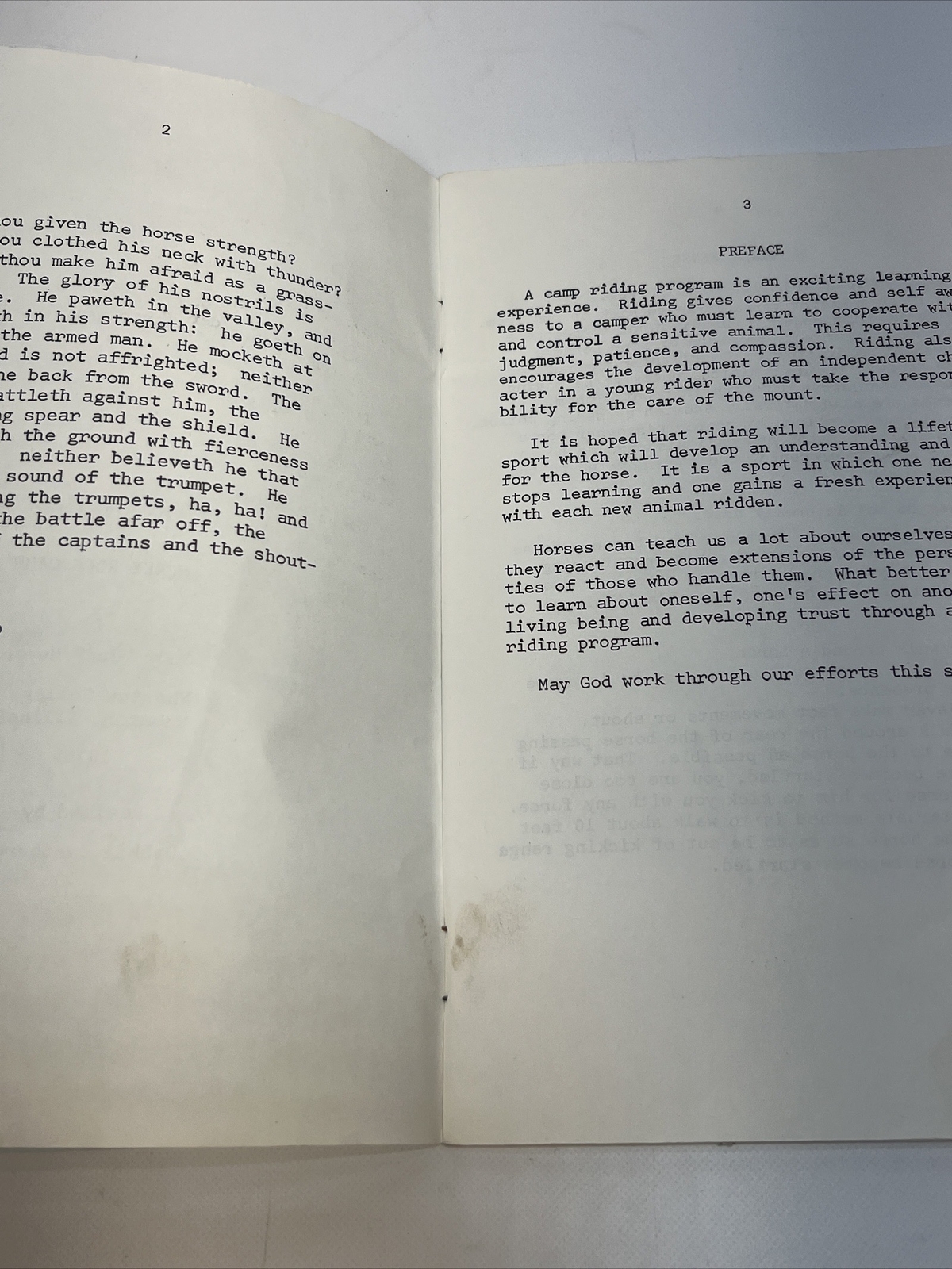 1979 Horsemanship Manual “Honey Rock Camp” Wheaton, IL. By Judy Meyer 32 Pages