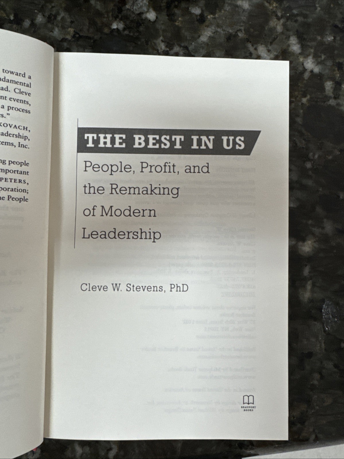 THE BEST IN US: PEOPLE, PROFIT, AND THE REMAKING OF MODERN By Cleve Stevens Mint