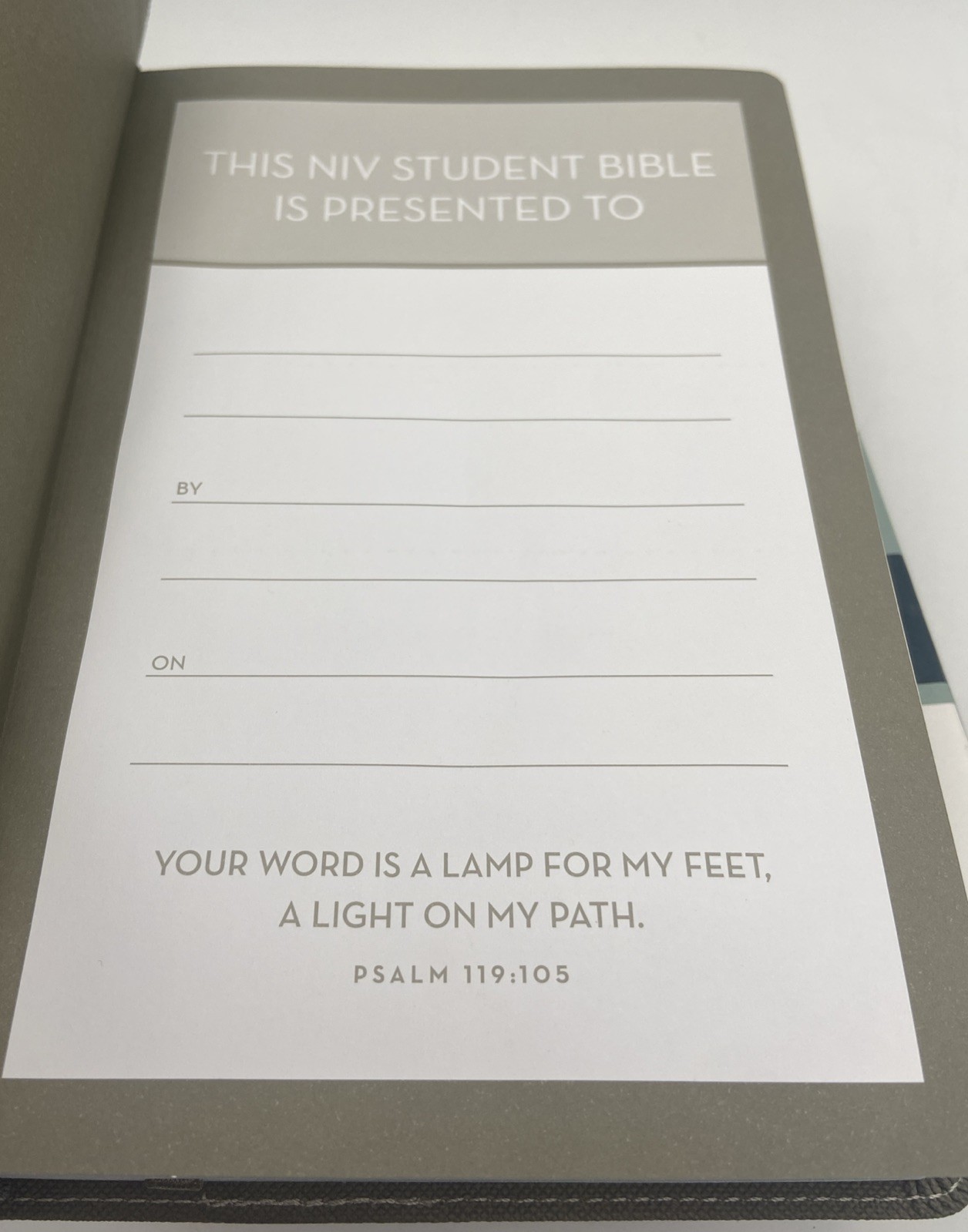 NIV, Student Bible, Compact, Leathersoft, Gray/Green Lay Flat Design