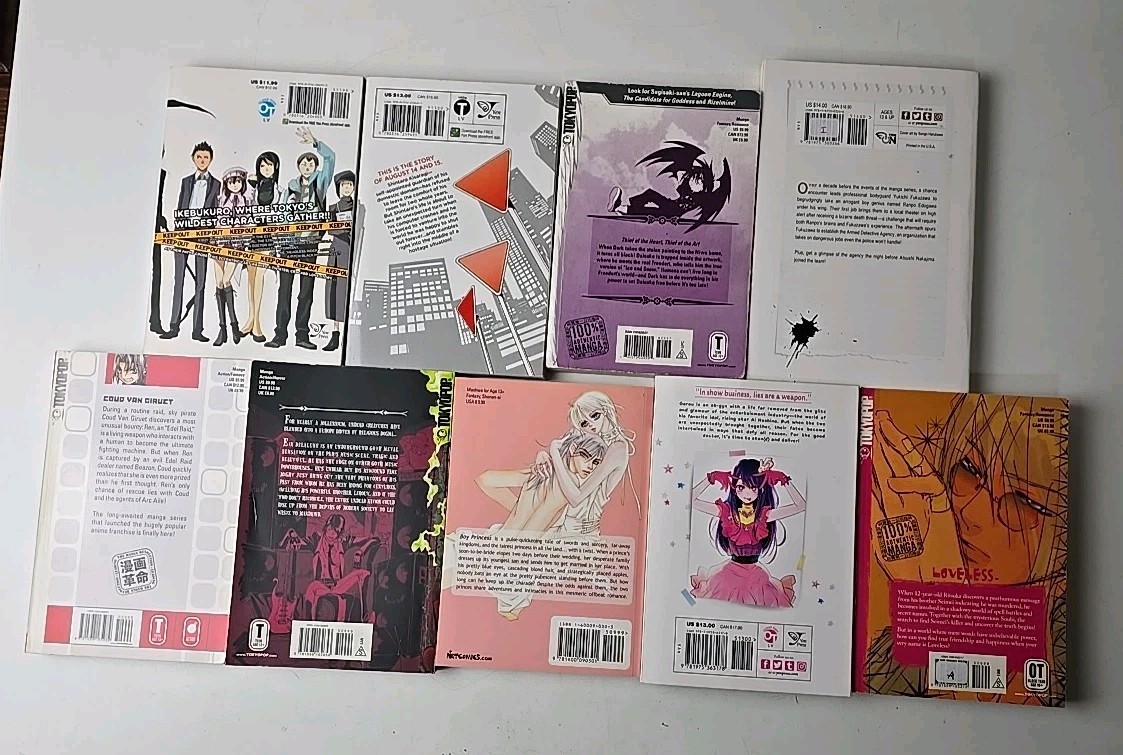 Lot Of 9 Mixed Manga Titles Lot – English. Great Deal. See Photos For Titles