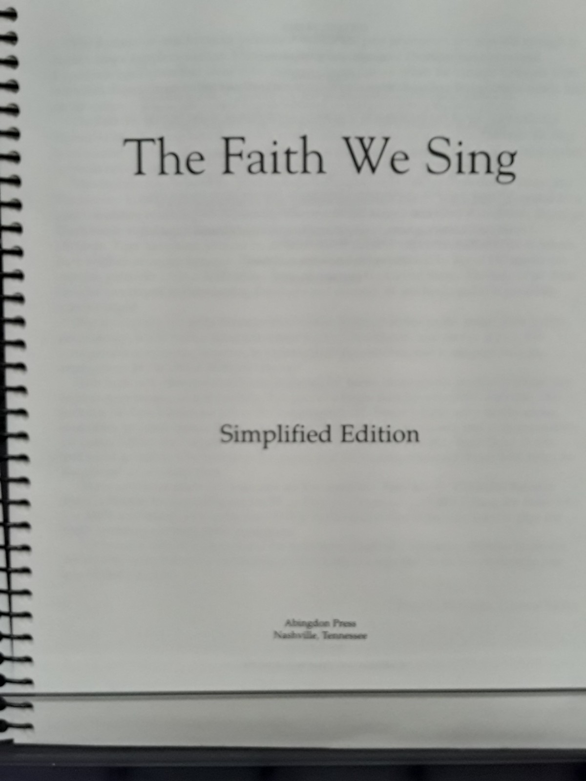 Faith We Sing Simplified Edition Multi Abingdon Press 2001 Spiral TB VG 260613